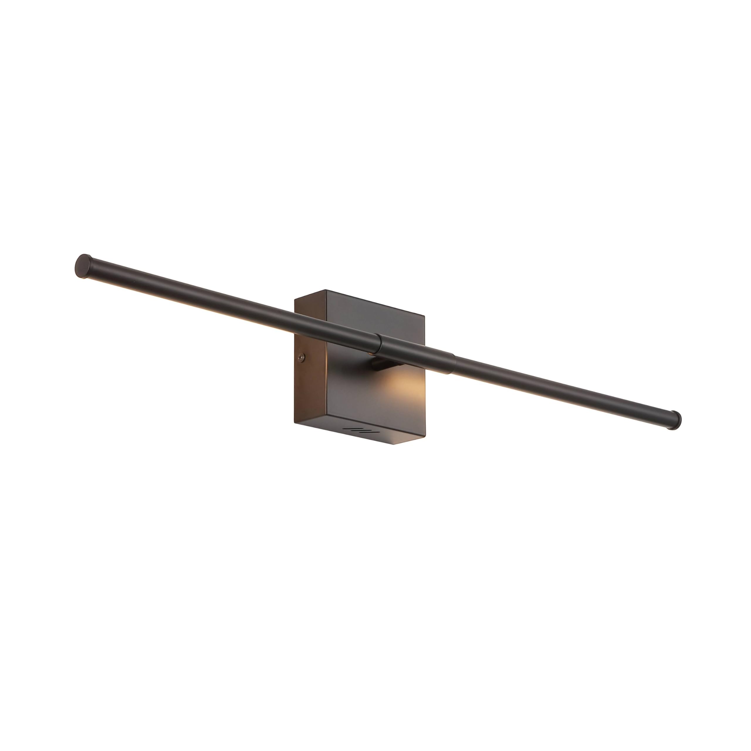 JONATHAN Y 28" Black Modern Dimmable Integrated LED Wall Sconce, Metal Vanity Light for Bathroom Mirror Bedroom Hallway, Sleek Hardwired Wall Lamp Fixture, 3000K (JYL7022C)