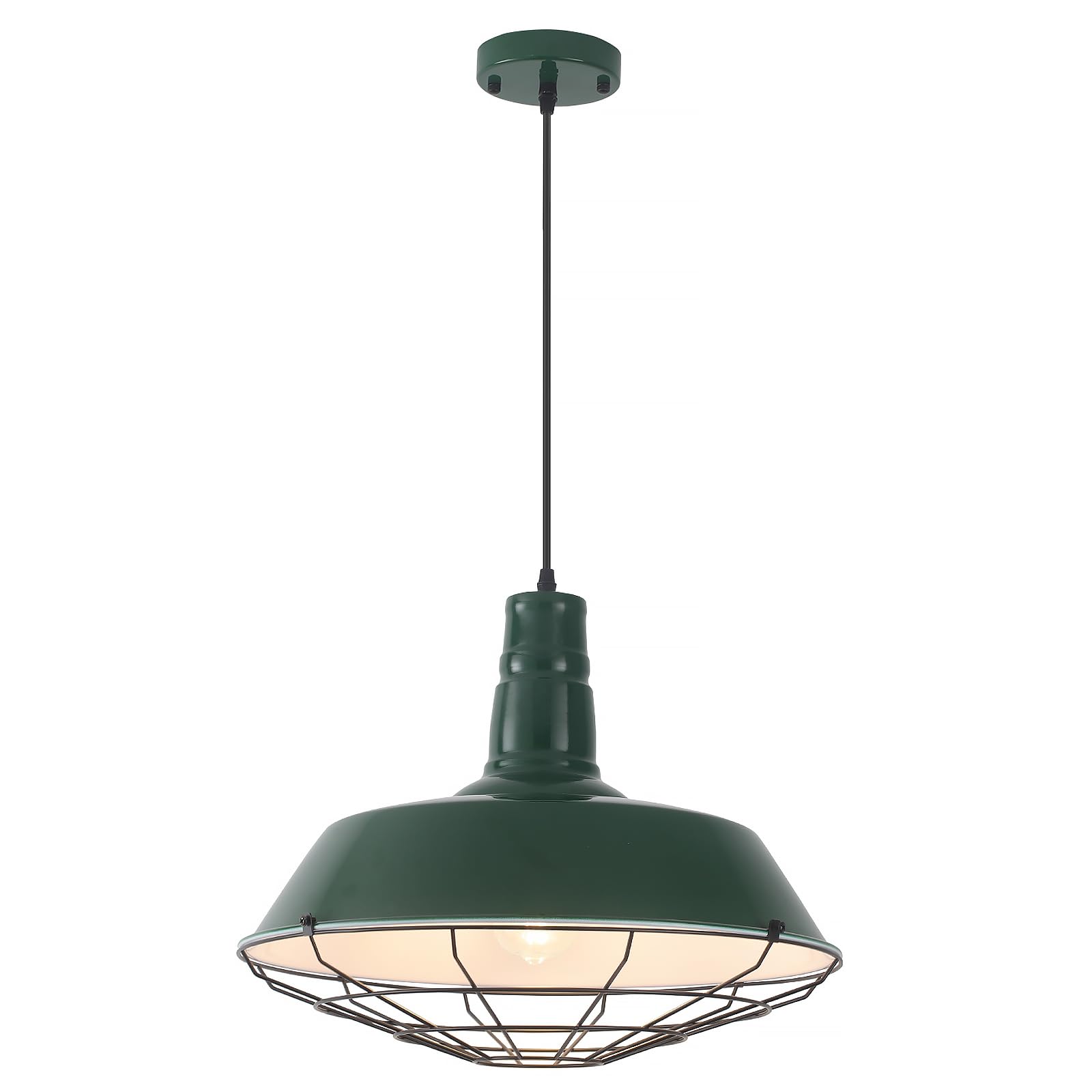 Brass Industrial Pendant Lights 2 Packs, 18.1 Inch Oversized Farmhouse Vintage Pendant Light, Black and Brass Barn Pendant Light with Wire Cage, Island Pendant Lights for Kitchen Warehouse