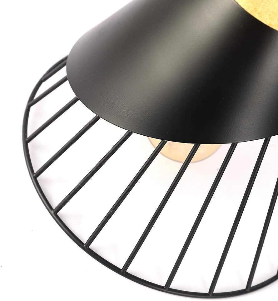 Black Farmhouse Pendant Light with Wood,Modern Wood & Metal Pendant Lighting,Adjustable Height Hanging Ceiling Light Fixture for Kitchen Island Dining Room Bedroom Hallway