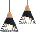 Black Farmhouse Pendant Light with Wood,Modern Wood & Metal Pendant Lighting,Adjustable Height Hanging Ceiling Light Fixture for Kitchen Island Dining Room Bedroom Hallway