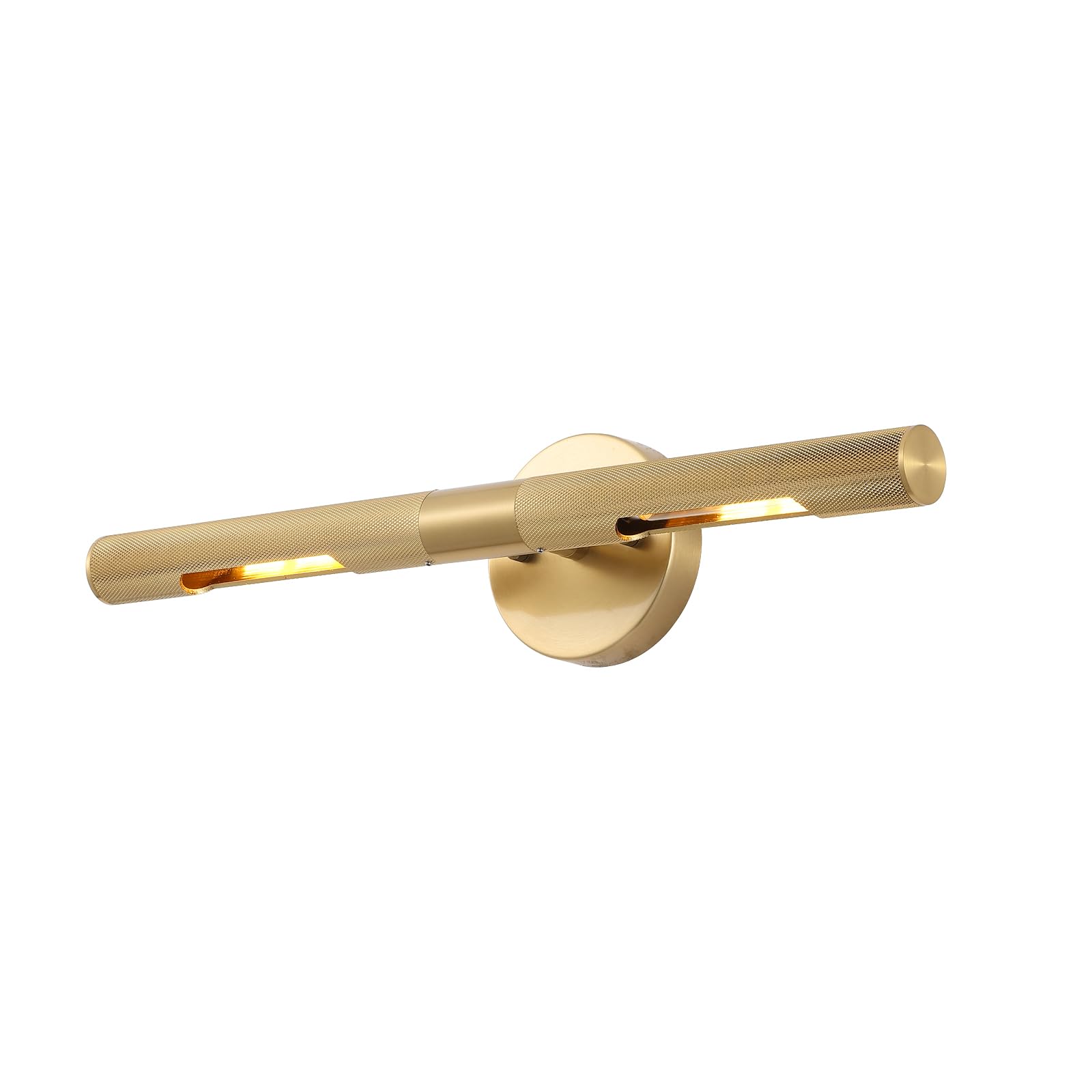 Modern Picture Light 19 inches Brushed Brass Gold Black Wall Sconce with Knurled Texture Cylinder Metal Shades Rotatable 360°Indoor Wall Lighting Fixture for Bathroom Vanity Lights Bedroom