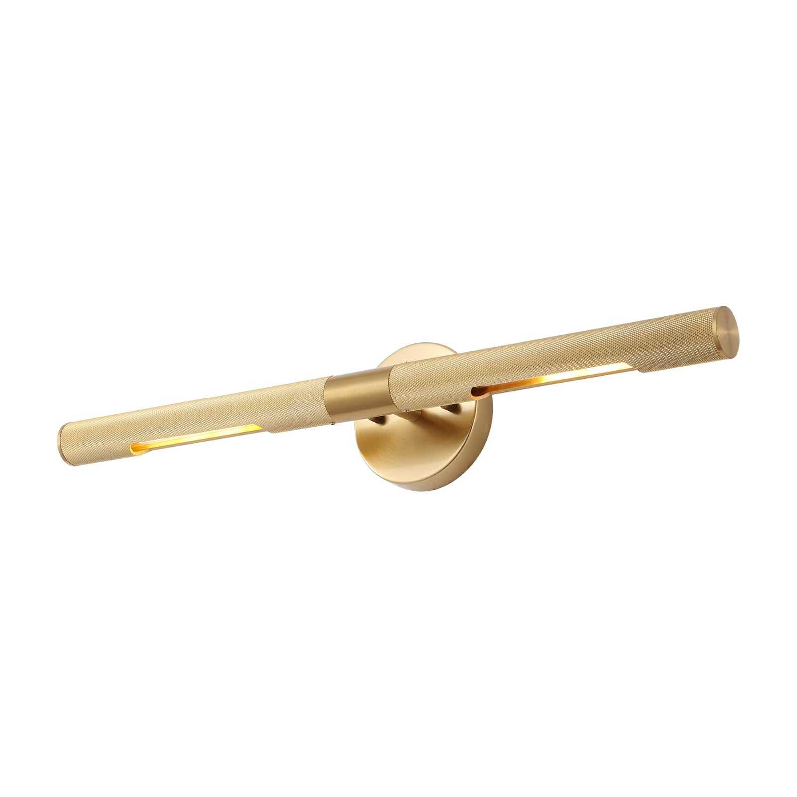 Modern Picture Light 19 inches Brushed Brass Gold Black Wall Sconce with Knurled Texture Cylinder Metal Shades Rotatable 360°Indoor Wall Lighting Fixture for Bathroom Vanity Lights Bedroom