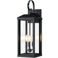 2-Pack 17" Black Modern Farmhouse Waterproof Outdoor Wall Sconces, Anti-Rust Clear Glass Porch Coach Lights for Garage & House Exterior