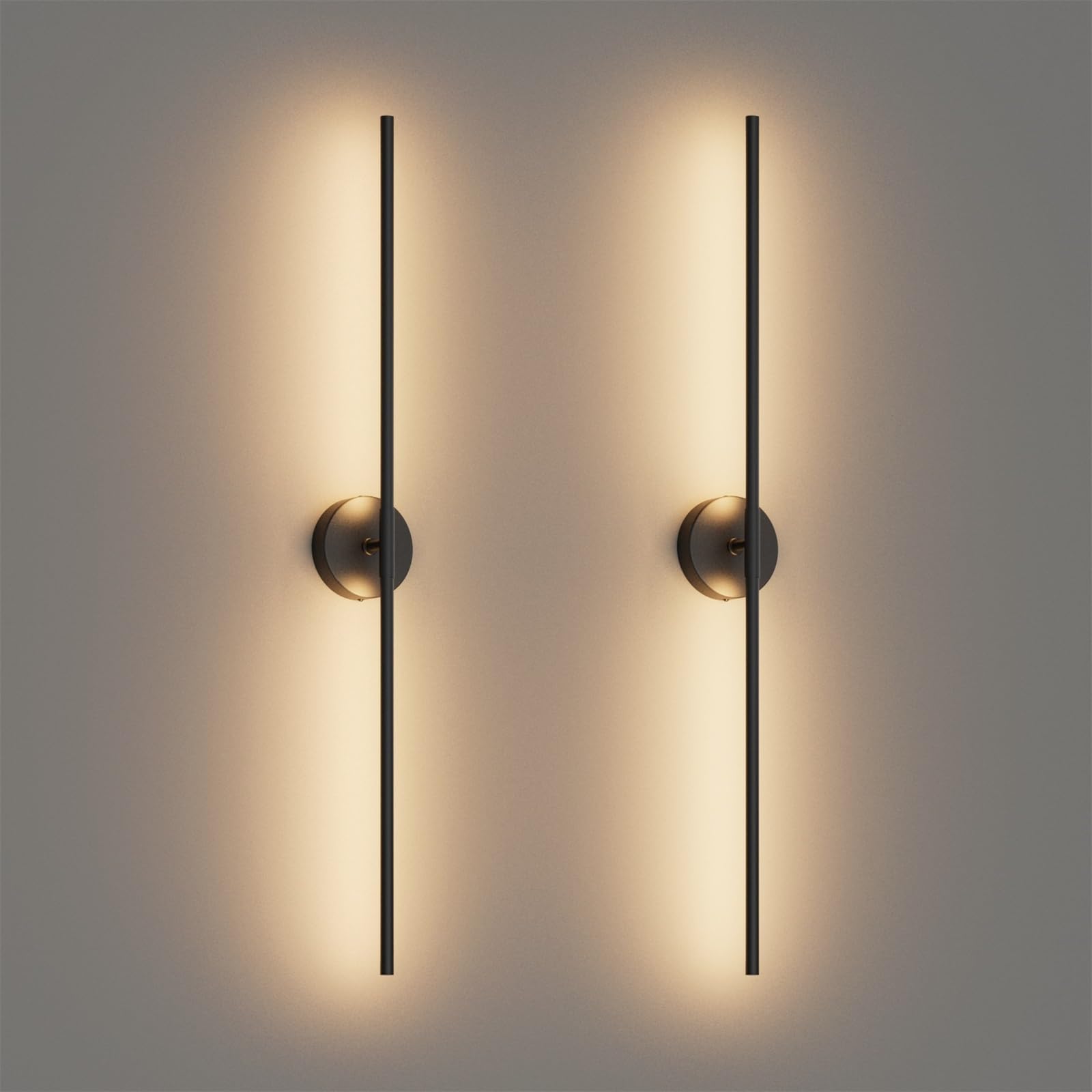 28In Black Wall Sconce Set of Two Hardwired 3000K LED Modern Wall Light Fixture 360° Rotatable for Living Room Hallway Bedroom(2 Pack)