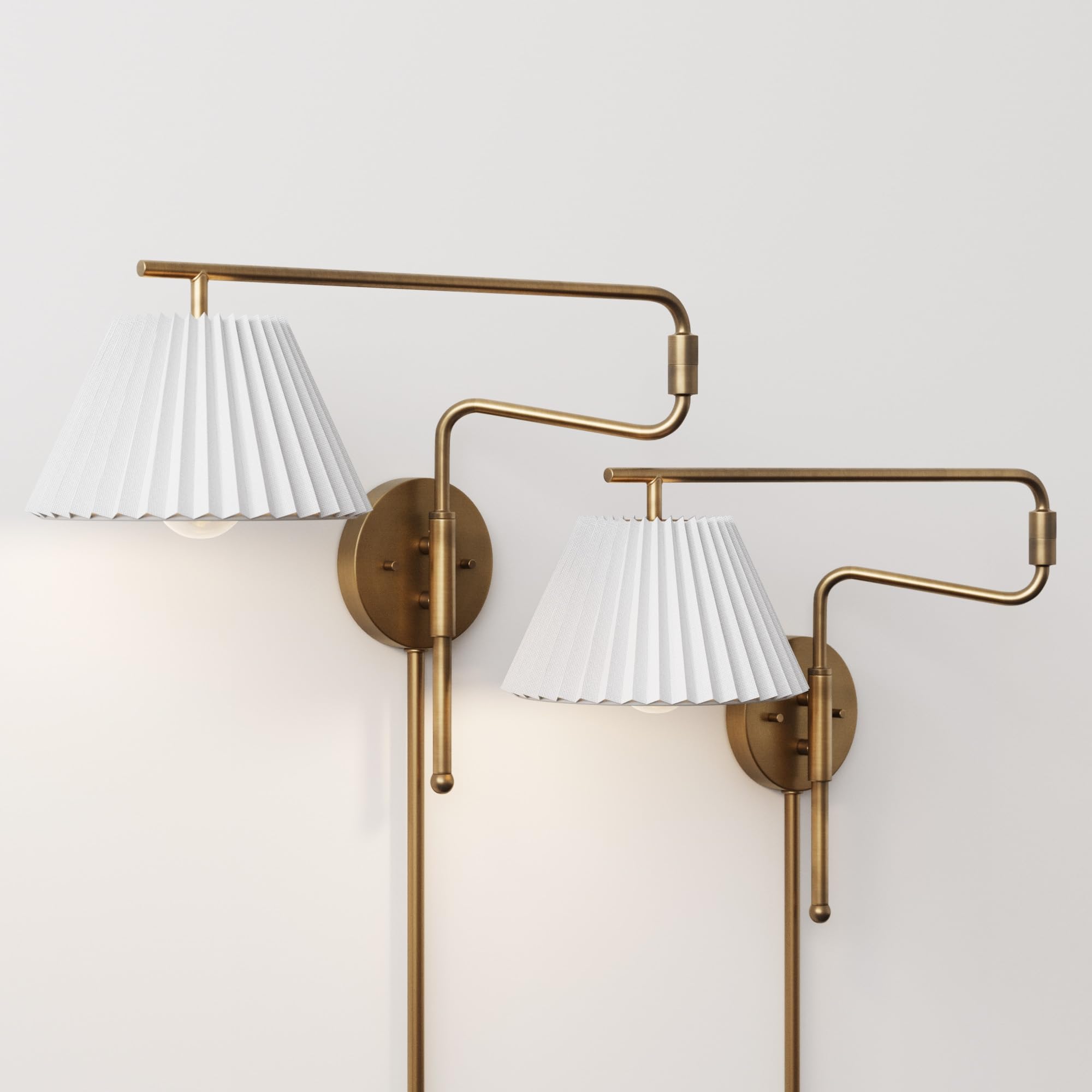 Nathan James Tamlin Wall Light Fixture, Wall Mounted 1-Light Lamp, Plugin Sconce with On/Off Switch for Living Room, Reading Nook or Bedroom, Vintage Brass/Matte Black