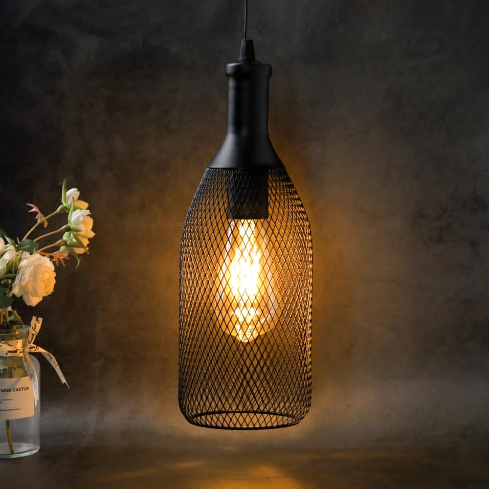 JHY DESIGN Hanging Lamp Set of 2 Battery Operated Cordless Lamps Metal Cage Pendant Light with 6 Hours Timer Great for Parties Patio Events for Indoors Outdoors(Teardrop Shape)