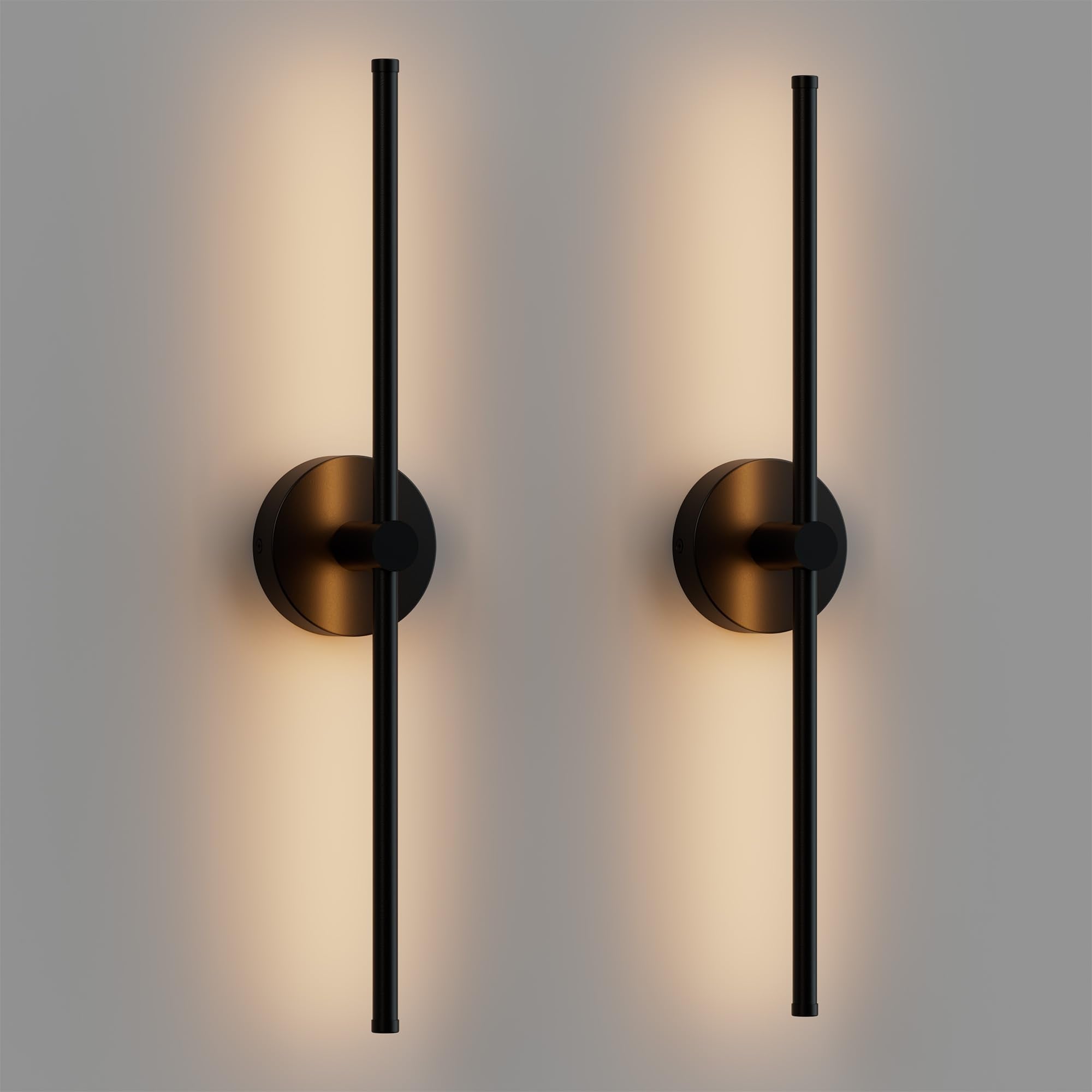 ZAGO 24 Inch LED Indoor Linear Wall Sconces Set of Two, 3CCT Switchable, Matte Black, Hardwired and Wall Mounted, Dimmable for Living Room, Hallway, Bedroom, 120-277V, 14W, 900LM, ETL Certified