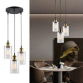 VILUXY Black Pendant Lights Kitchen Island Farmhouse Seeded Glass 1-Light Dining Room Pendant Lamp Fixtures Metal Cage Hanging Lights for Over Sink