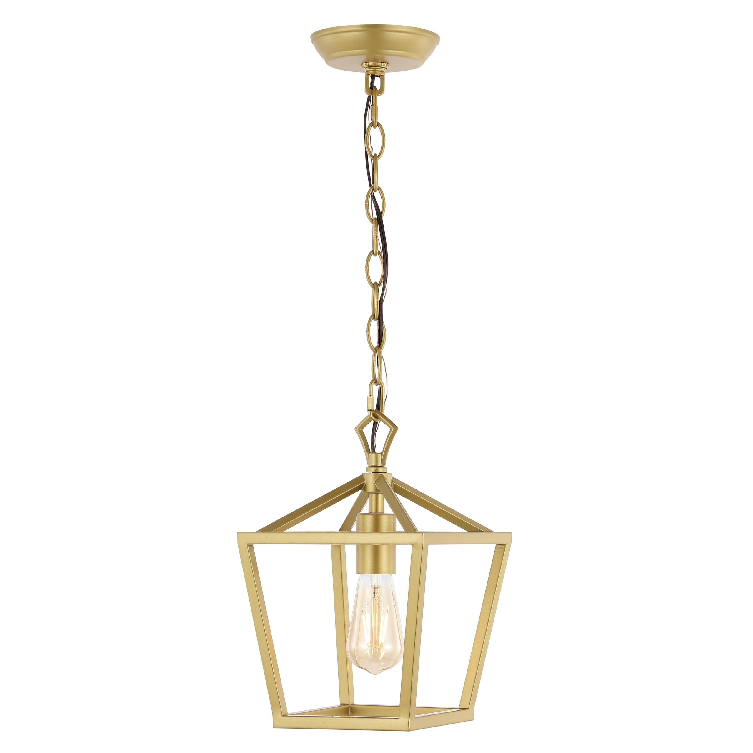 JONATHAN Y 20" Oil Rubbed Bronze Lantern Pendant Light, 8-Light Pagoda Style Metal Cage Farmhouse Hanging Ceiling Fixture for Kitchen Island, LED Bulb Included (JYL7438A)