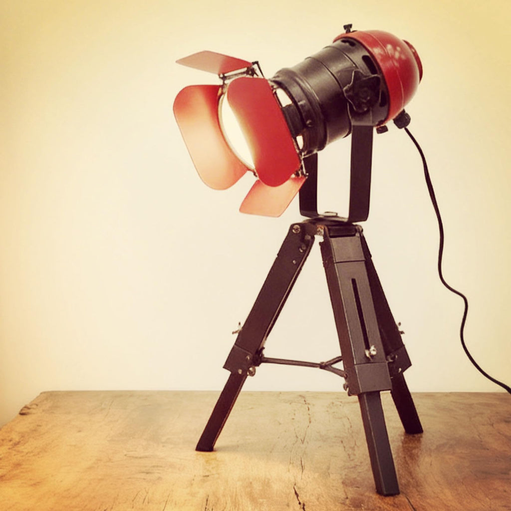 Industrial Tripod Floor Lamp for Living Room Weather Wood Standing Large Lighting Black Adjustable Cinema Metal Lampshade Studio Lights E27 Socket Retro Floor Light for Bedroom Office Reading