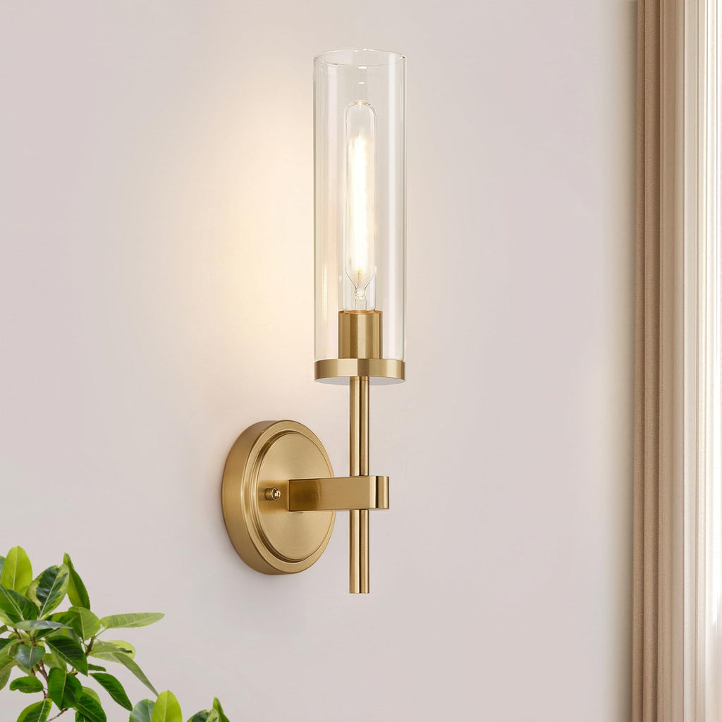 Hardwired Wall Sconces Set of Two, Matte Black Bathroom Sconces with Clear Glass, Modern Wall Light Fixtures for Bathroom Mirror Vanity, Living Room, Bedroom, Hallway, Stairway, Cabinet, Foyer