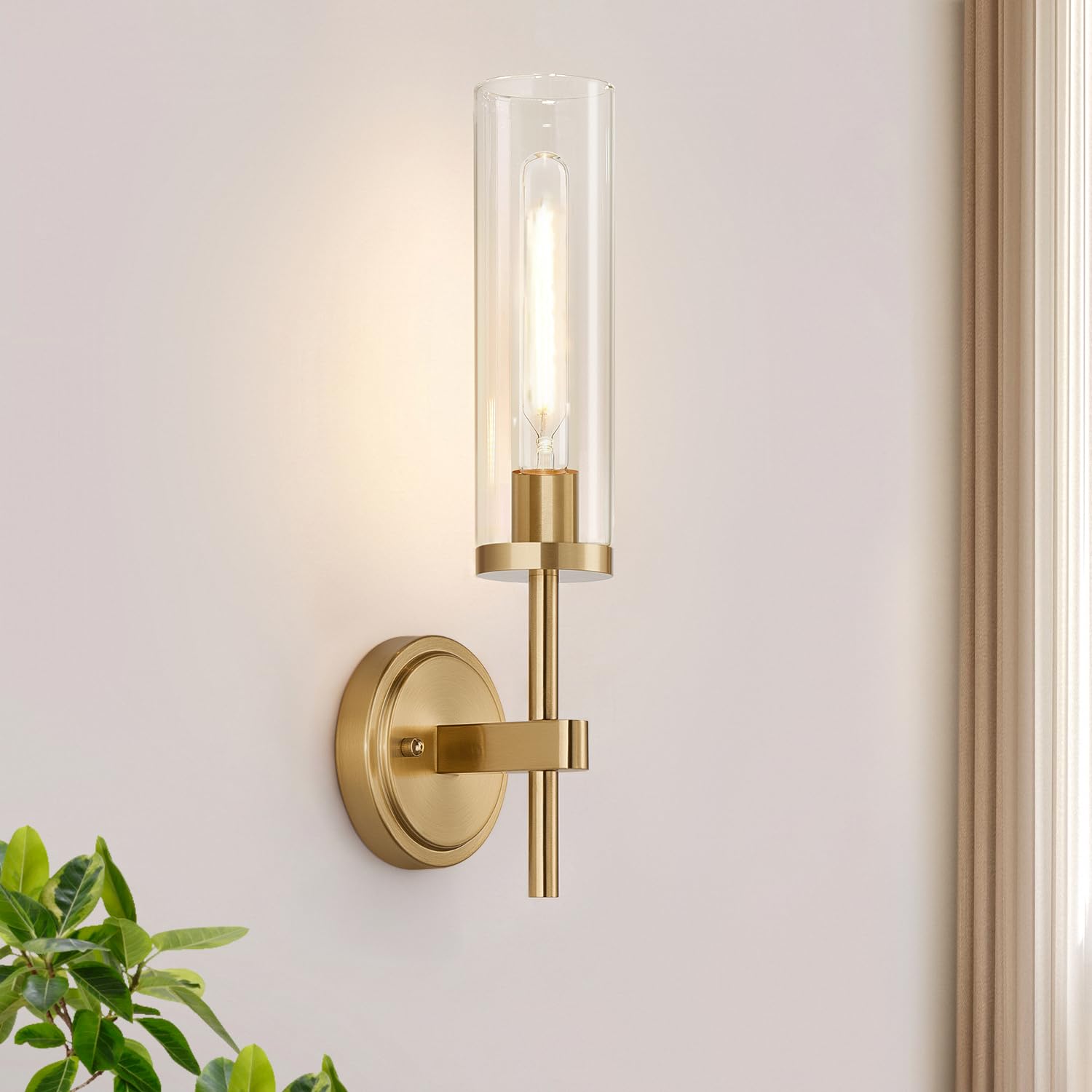 Hardwired Wall Sconces Set of Two, Matte Black Bathroom Sconces with Clear Glass, Modern Wall Light Fixtures for Bathroom Mirror Vanity, Living Room, Bedroom, Hallway, Stairway, Cabinet, Foyer