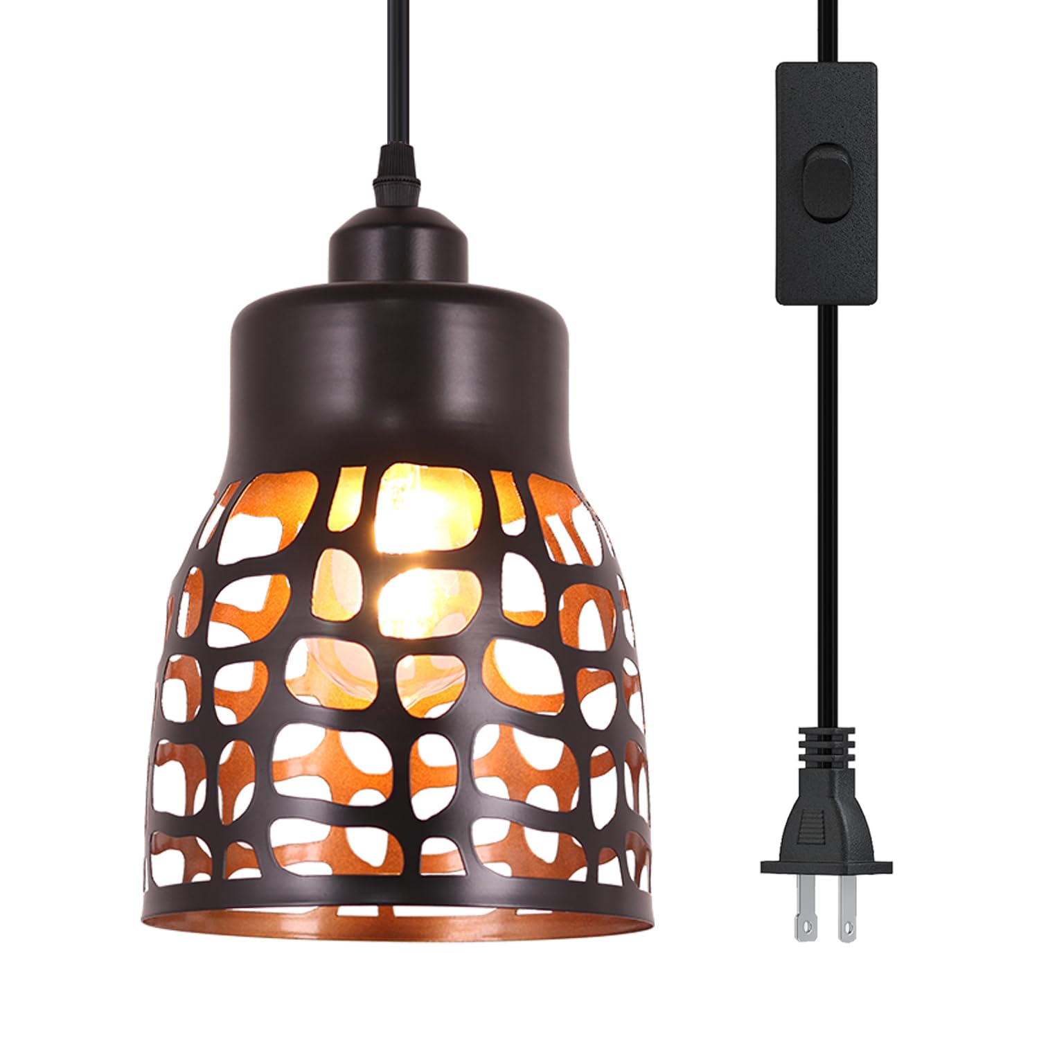 baunoisk Pendant Light Industrial Vintage Pendant Lamp Retro Farmhouse Ceiling Hanging Light Fixture Black Metal Creative Geometric Diamond Shade Pendant Lighting for Kitchen Island