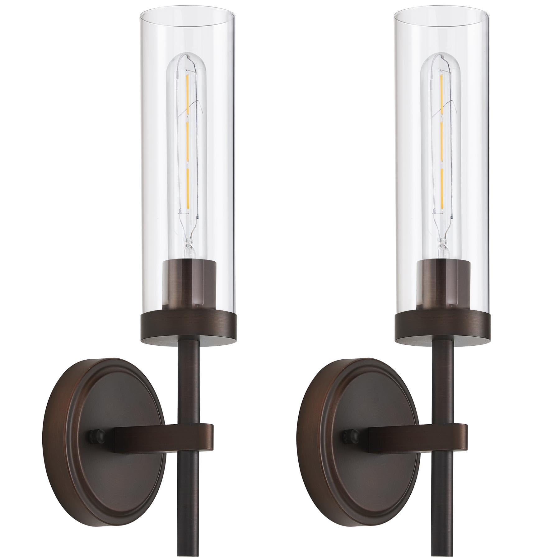 Hardwired Wall Sconces Set of Two, Bathroom Vanity Sconces Wall Lighting with Clear Glass Shade, Black and Gold Modern Farmhouse Wall Mount Lights for Mirror Bedroom Living Room Hallway Entryway