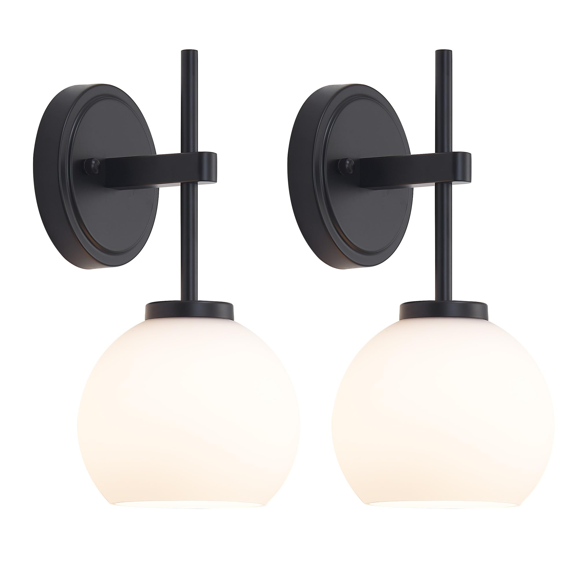 Hardwired Wall Sconces Set of Two, Bathroom Vanity Sconces Wall Lighting with Clear Glass Shade, Black and Gold Modern Farmhouse Wall Mount Lights for Mirror Bedroom Living Room Hallway Entryway