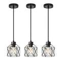 4-Light Hanging Pendant Light Fixtures, Farmhouse Kitchen Island Light Fixture, Industrial Hanging Pendant Lighting for Dining Room Bedroom Hallway, Black Metal Cage Pendant Lamp, E26 Base