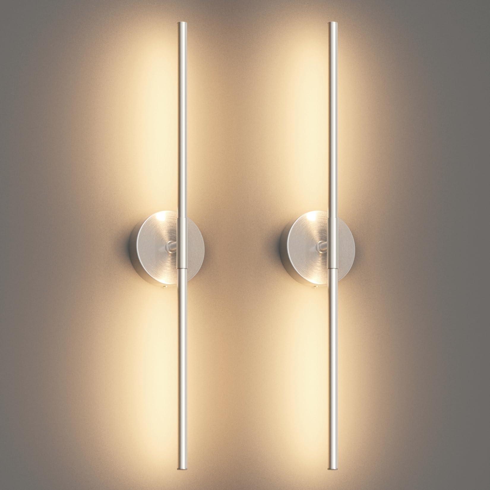 28In Black Wall Sconce Set of Two Hardwired 3000K LED Modern Wall Light Fixture 360° Rotatable for Living Room Hallway Bedroom(2 Pack)