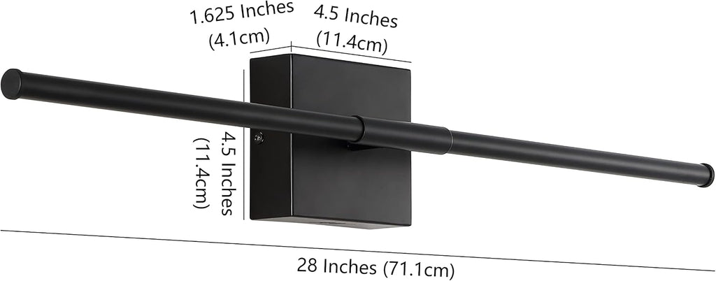 JONATHAN Y 28" Black Modern Dimmable Integrated LED Wall Sconce, Metal Vanity Light for Bathroom Mirror Bedroom Hallway, Sleek Hardwired Wall Lamp Fixture, 3000K (JYL7022C)