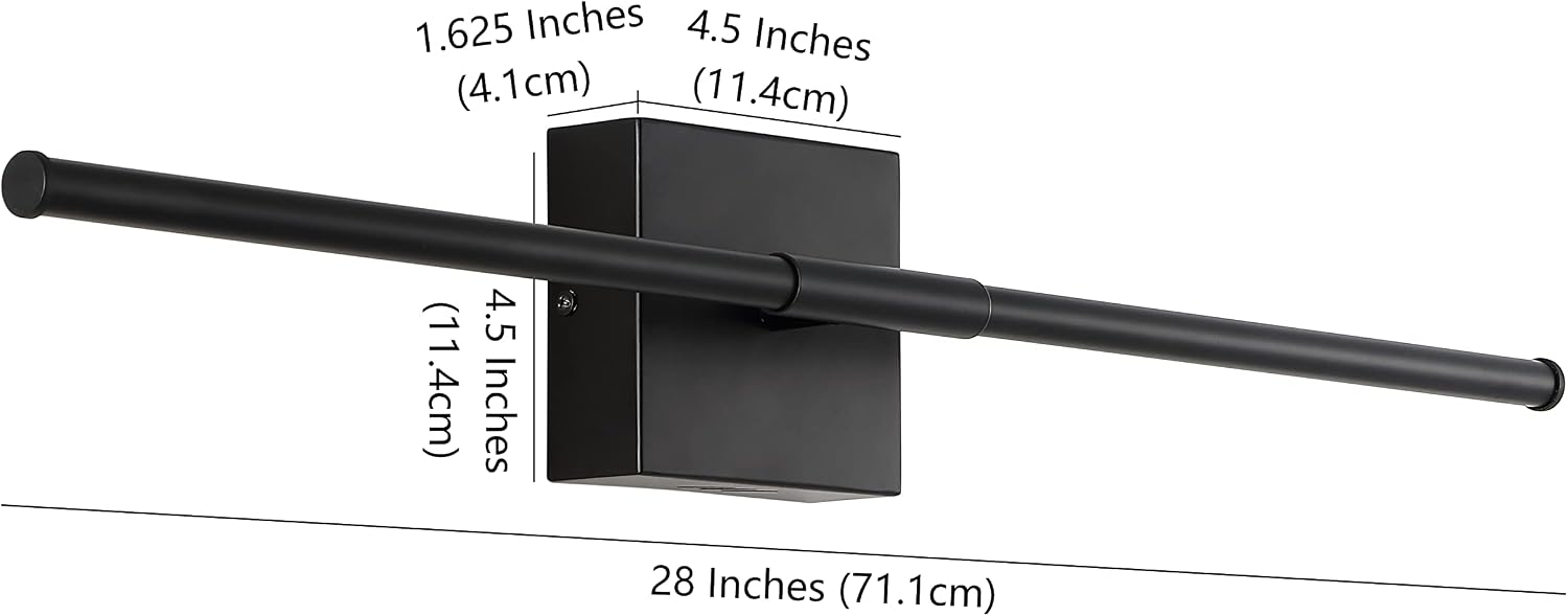 JONATHAN Y 28" Black Modern Dimmable Integrated LED Wall Sconce, Metal Vanity Light for Bathroom Mirror Bedroom Hallway, Sleek Hardwired Wall Lamp Fixture, 3000K (JYL7022C)