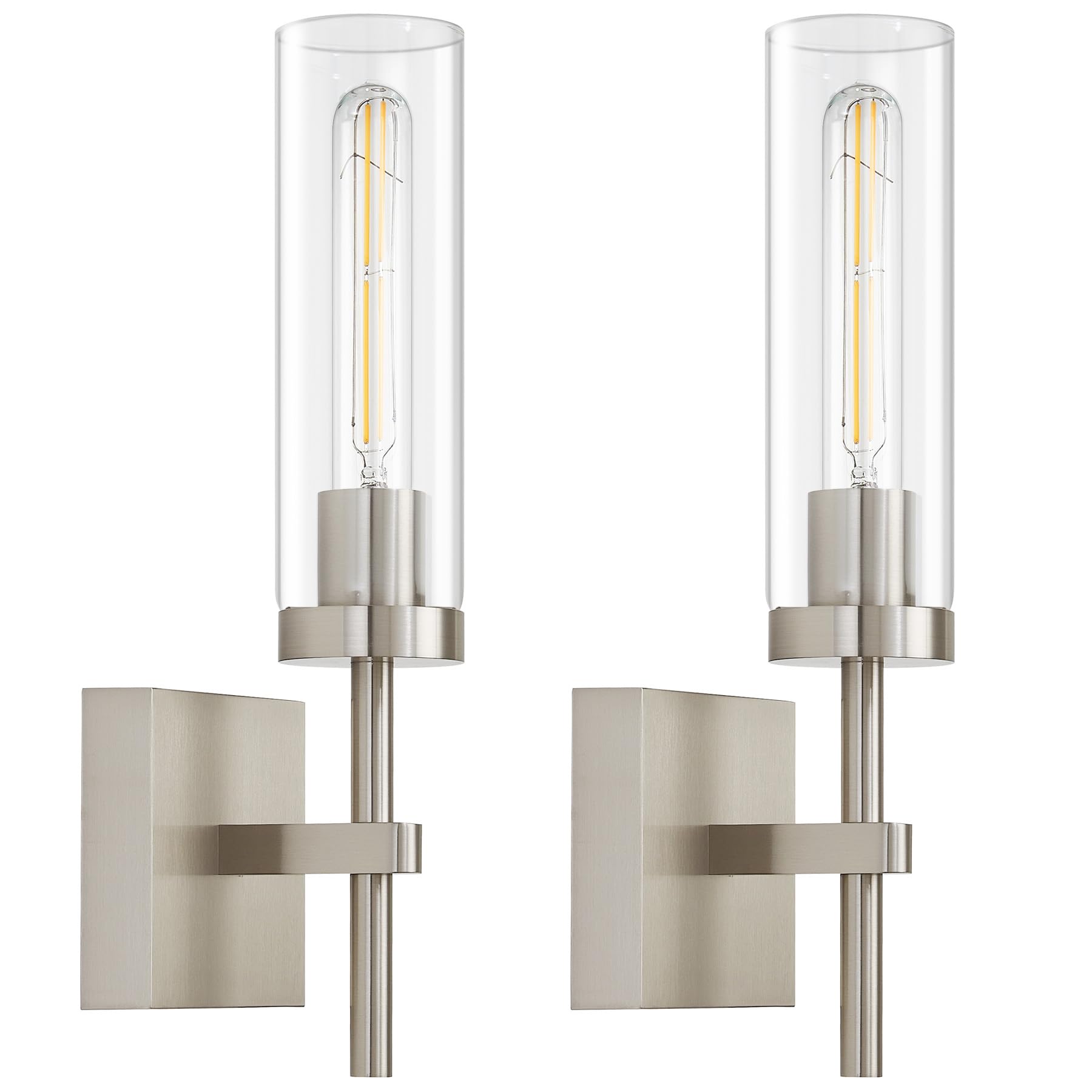 Hardwired Wall Sconces Set of Two, Bathroom Vanity Sconces Wall Lighting with Clear Glass Shade, Black and Gold Modern Farmhouse Wall Mount Lights for Mirror Bedroom Living Room Hallway Entryway