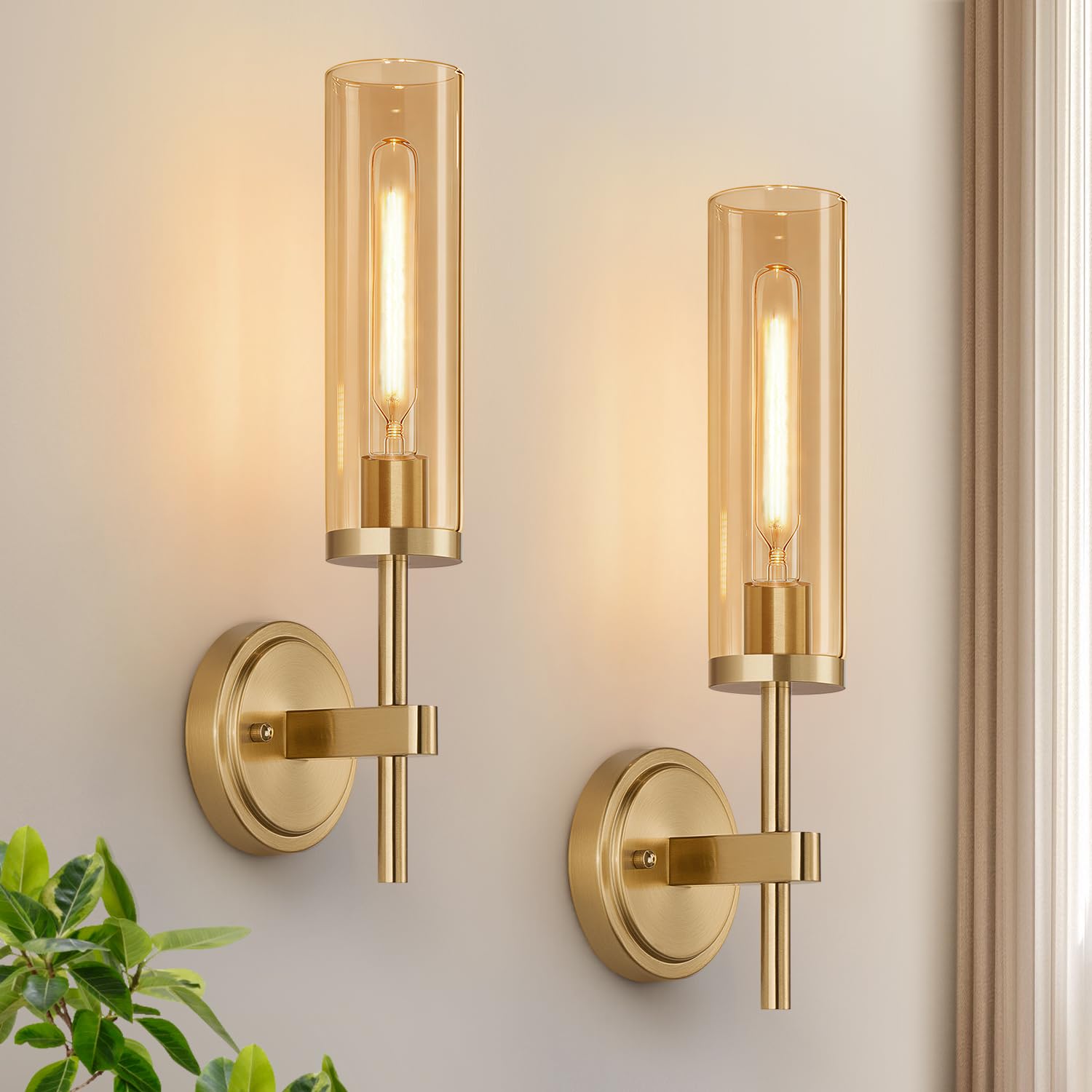 Hardwired Wall Sconces Set of Two, Matte Black Bathroom Sconces with Clear Glass, Modern Wall Light Fixtures for Bathroom Mirror Vanity, Living Room, Bedroom, Hallway, Stairway, Cabinet, Foyer