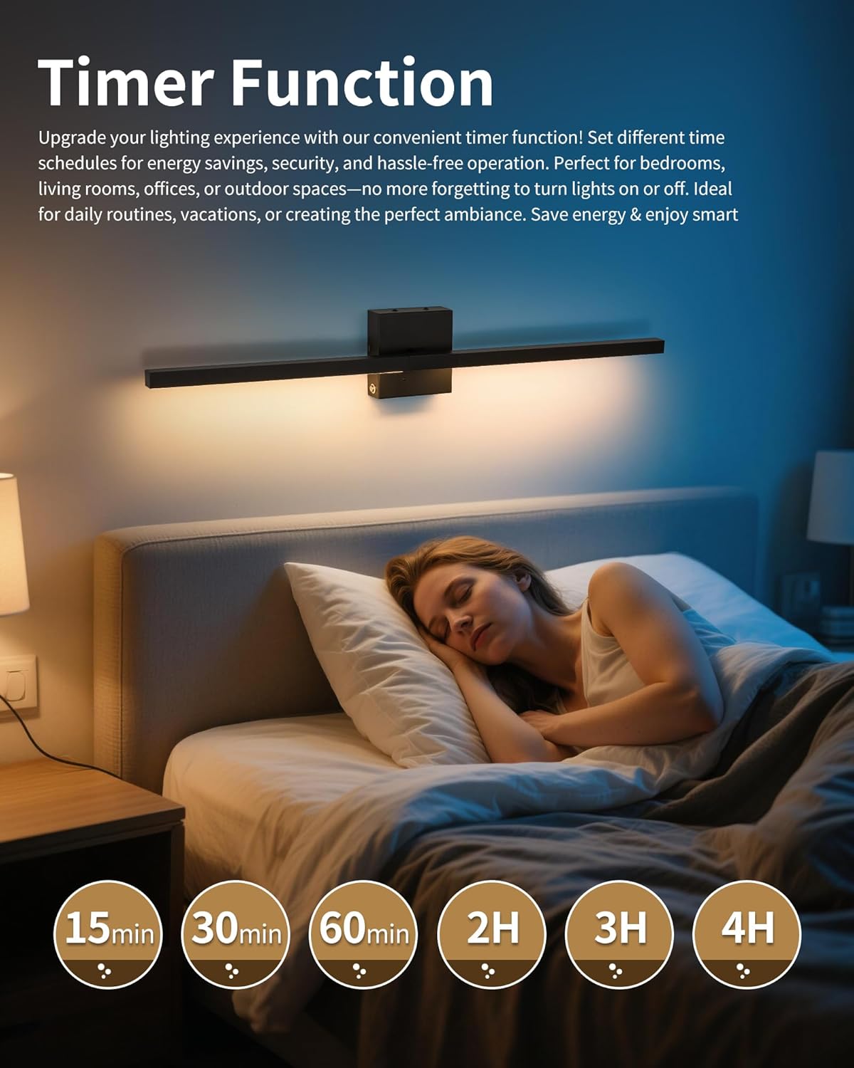 Rayogale Rechargeable Battery Operated Wall Sconce with Remote Control | Black 3000/4500/6000K Dimmable 8000mAh Wireless Wall Sconces Set of Two with Timer for Living Room, Bedroom, 24 Inch