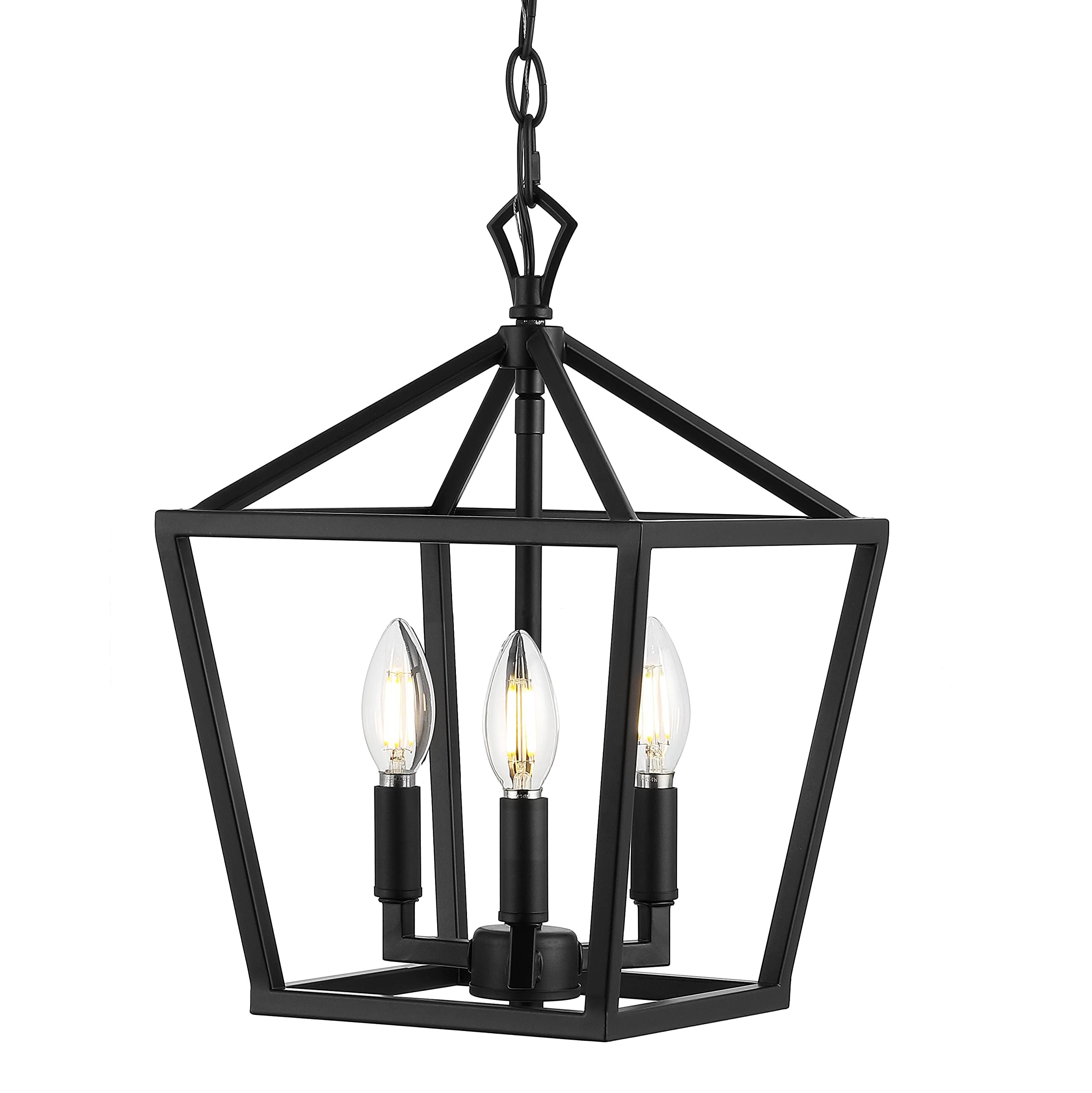 JONATHAN Y 20" Oil Rubbed Bronze Lantern Pendant Light, 8-Light Pagoda Style Metal Cage Farmhouse Hanging Ceiling Fixture for Kitchen Island, LED Bulb Included (JYL7438A)