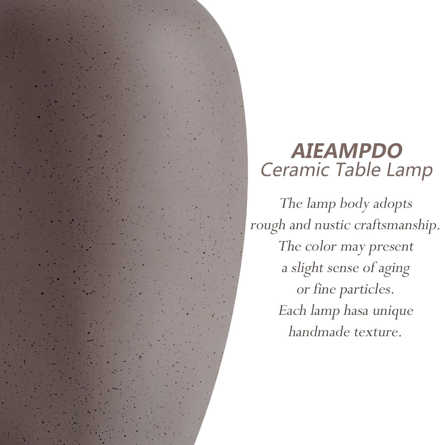 AIEAMPDO 21'' Set of 2 Farmhouse Ceramic Small Table Lamps for Living Room Bedroom, Nightstand Rustic Brown Desk Lamp for Bedside End Table Entryway, 2 LED Bulbs Included