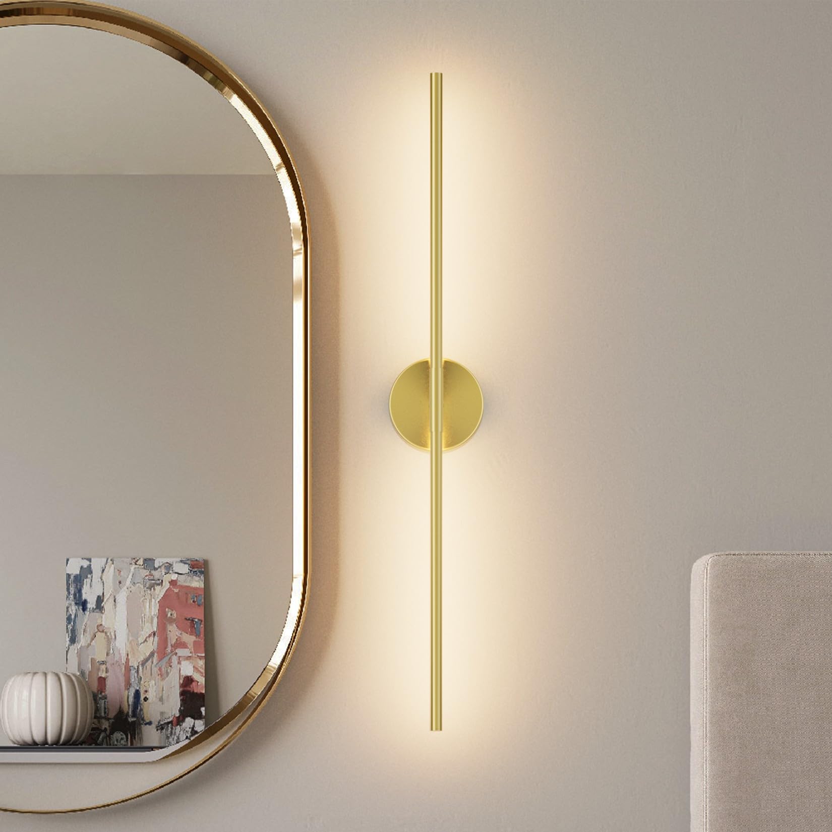 Black Wall Sconce for Bathroom 28In Hardwired Vanity Light Fixture 3000K Indoor Bathroom Sconce Over Mirror 360° Rotate for Living Room
