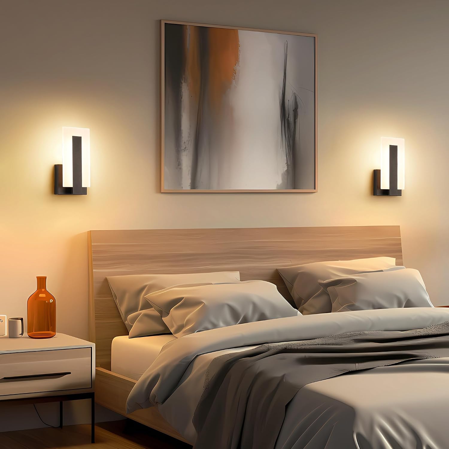 Joosenhouse Modern LED Wall Sconces Up and Down Wall Mount Light Black 3000K Warm White Wall Lights Set of 2, Indoor Wall Lighting for Hallways, Bedrooms, Hallways, Living Room Indoor Wall Lights