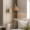 Nathan James Tamlin Wall Light Fixture, Wall Mounted 1-Light Lamp, Plugin Sconce with On/Off Switch for Living Room, Reading Nook or Bedroom, Vintage Brass/Matte Black