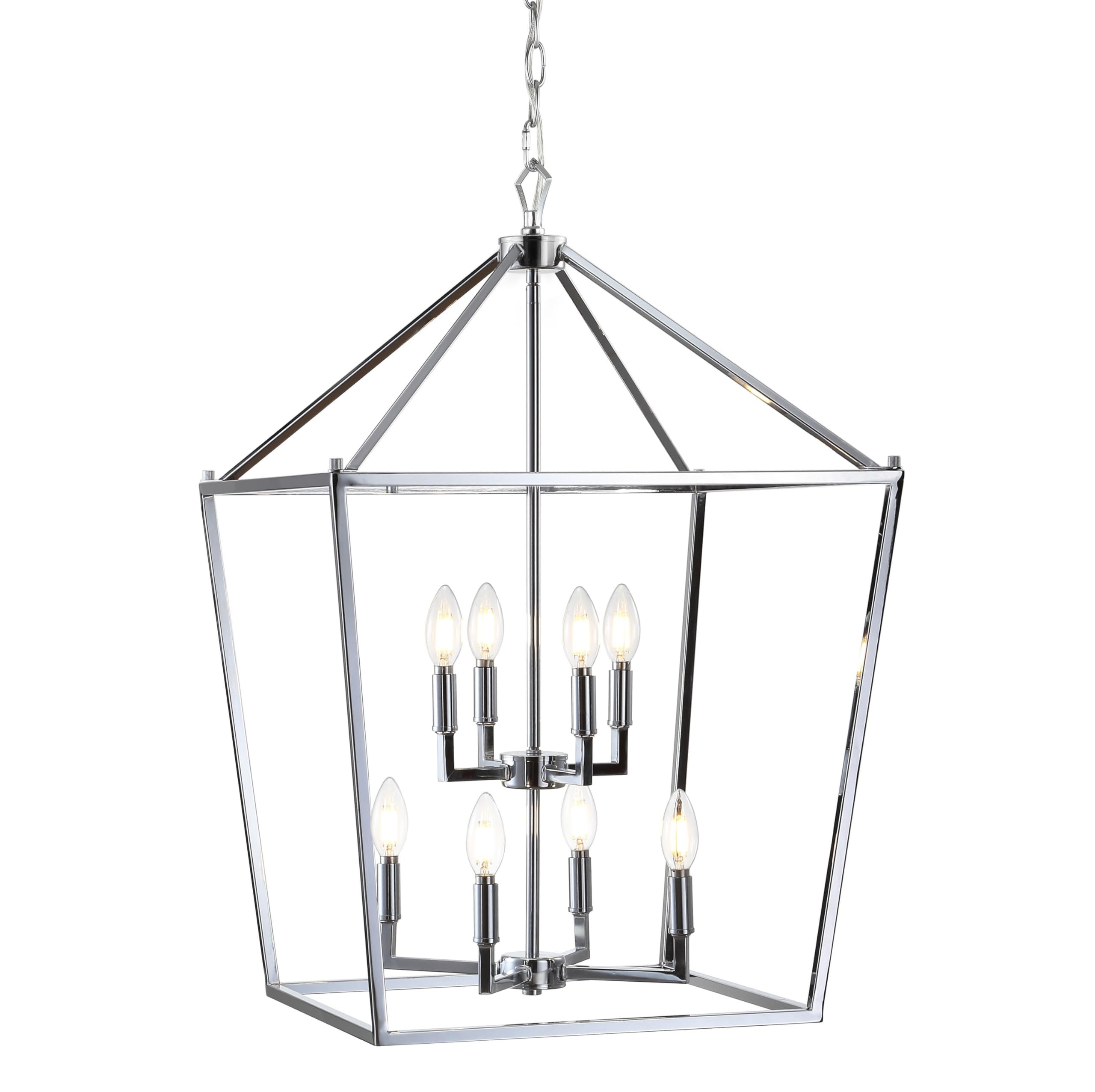 JONATHAN Y 20" Oil Rubbed Bronze Lantern Pendant Light, 8-Light Pagoda Style Metal Cage Farmhouse Hanging Ceiling Fixture for Kitchen Island, LED Bulb Included (JYL7438A)