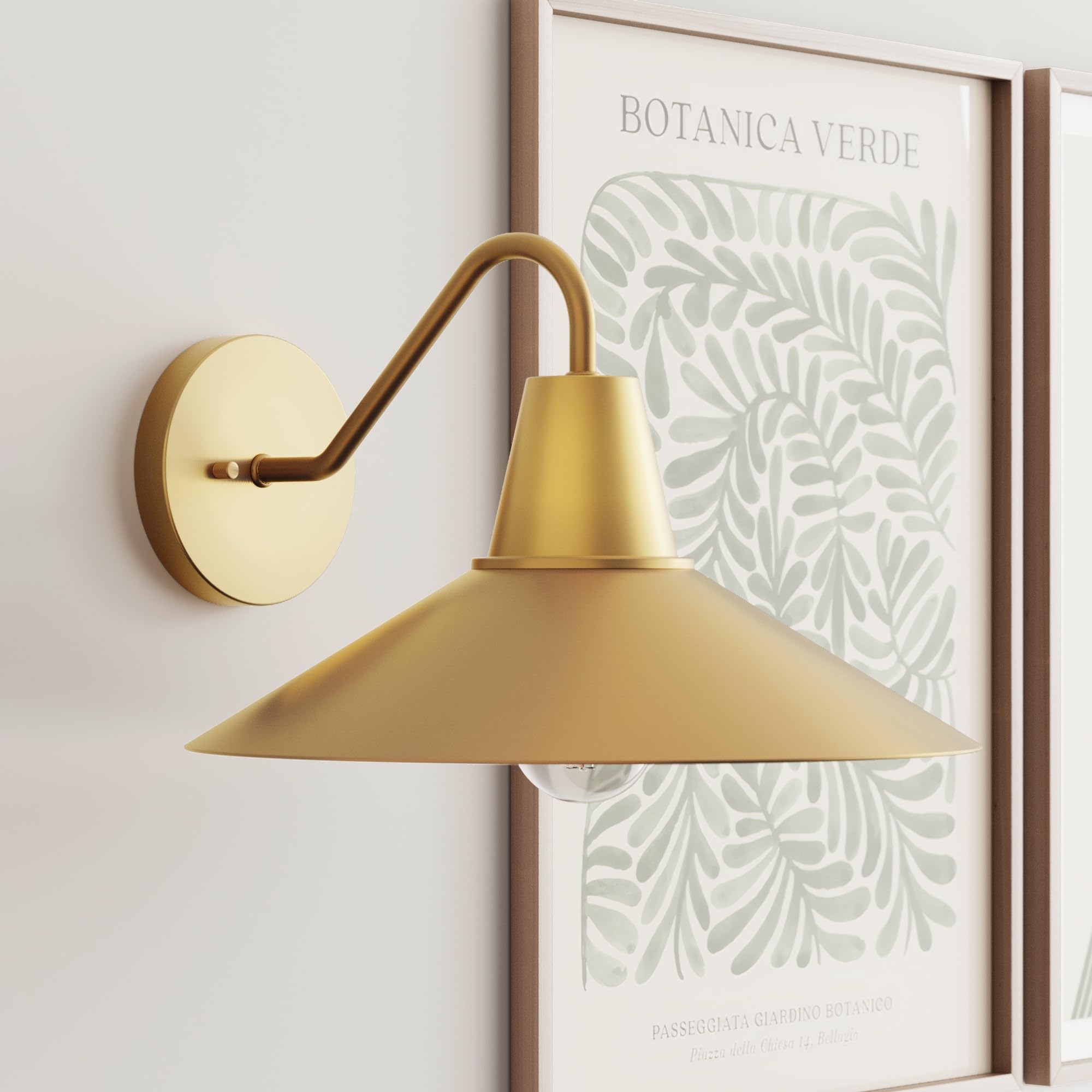 Nathan James Tamlin Wall Light Fixture, Wall Mounted 1-Light Lamp, Plugin Sconce with On/Off Switch for Living Room, Reading Nook or Bedroom, Vintage Brass/Matte Black
