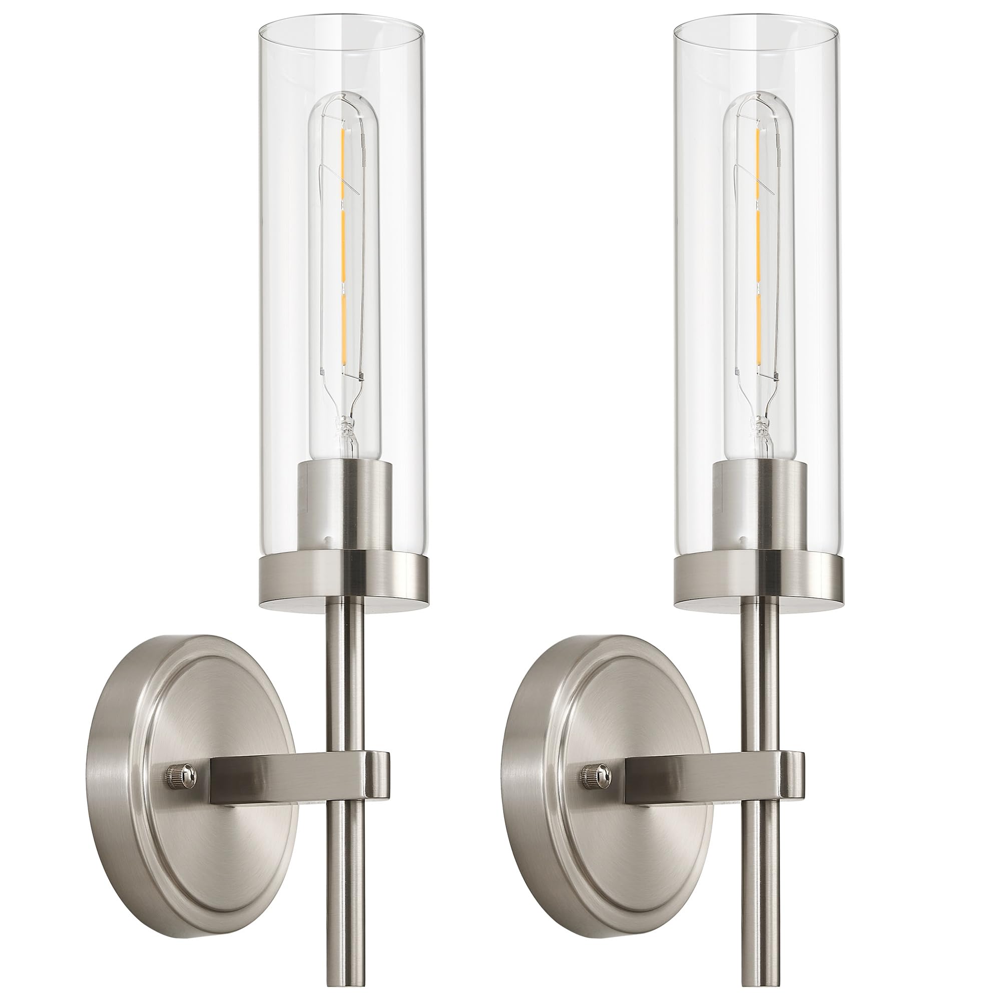 Hardwired Wall Sconces Set of Two, Bathroom Vanity Sconces Wall Lighting with Clear Glass Shade, Black and Gold Modern Farmhouse Wall Mount Lights for Mirror Bedroom Living Room Hallway Entryway