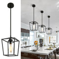 2 Pack 1-Light Black Pendant Lights for Kitchen Island, Farmhouse Metal Pendant Light Iron Cage Hanging Light Fixtures with Clear Glass Shade for Dining Room, Entryway, Hallway, Foyer