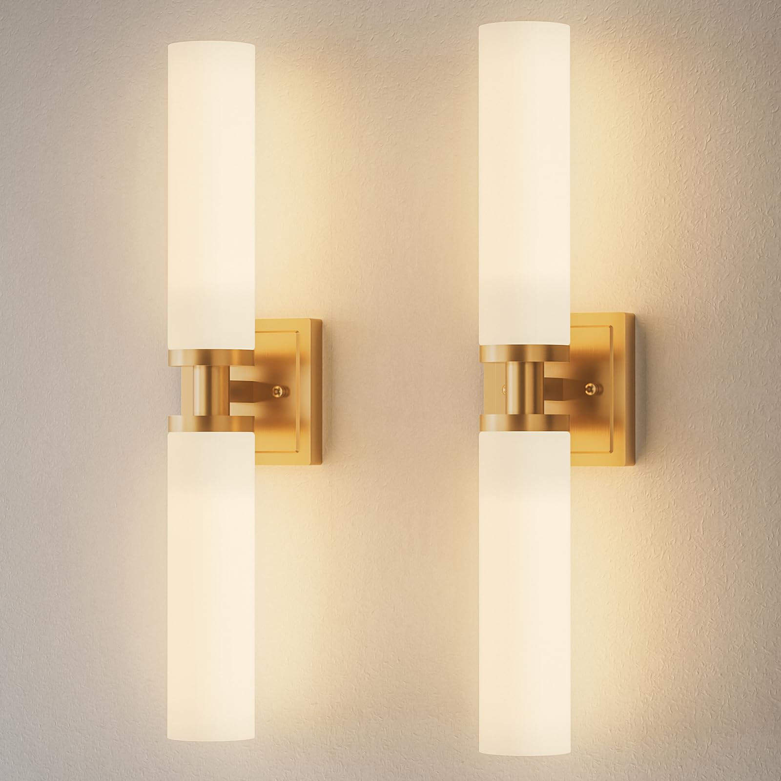 Black Wall Sconces Set of Two, Modern Bathroom Sconce with Frosted Glass, Hardwired Wall Light Fixtures for Bathroom Living Room Bedroom Hallway (Bulbs Not Included)