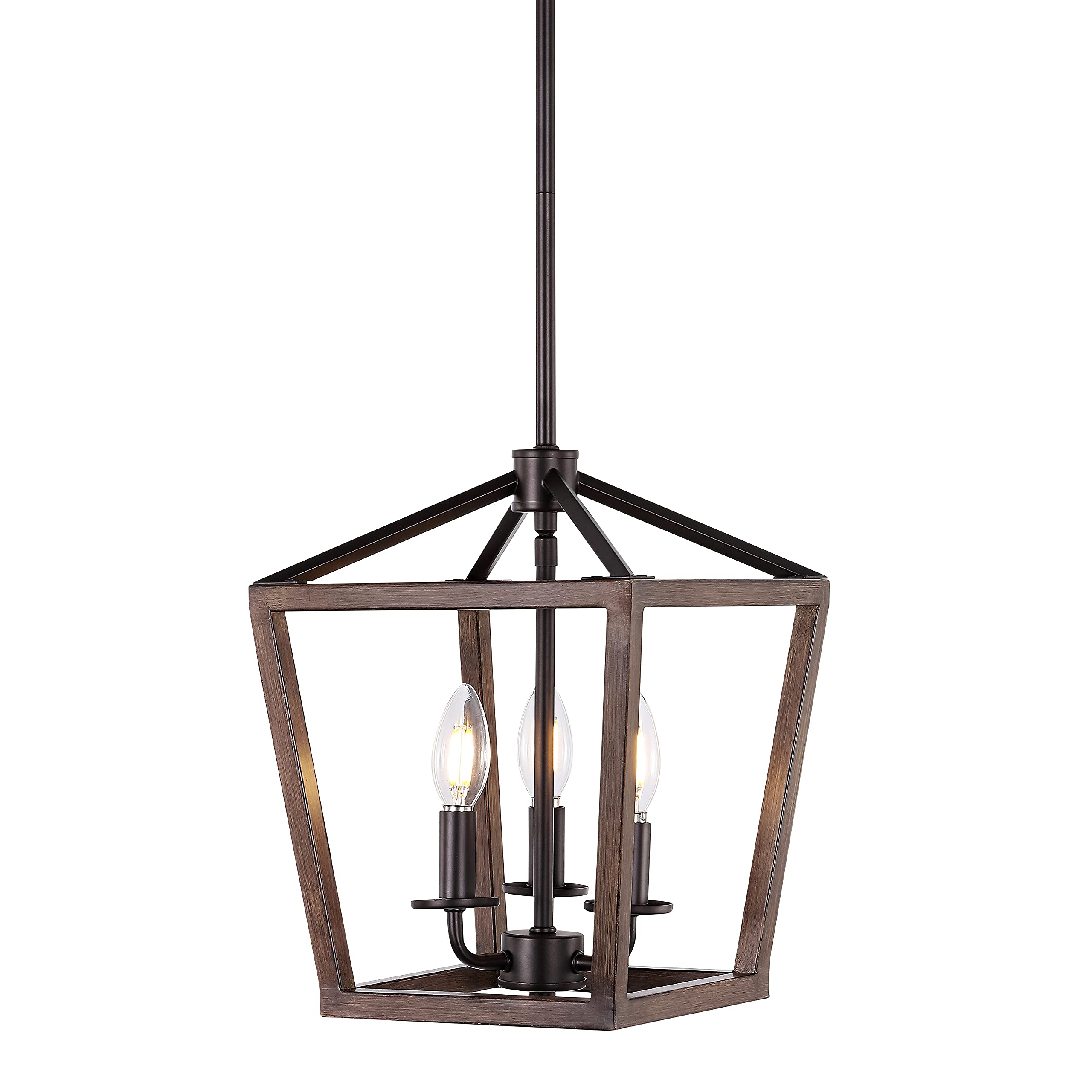 JONATHAN Y 20" Oil Rubbed Bronze Lantern Pendant Light, 8-Light Pagoda Style Metal Cage Farmhouse Hanging Ceiling Fixture for Kitchen Island, LED Bulb Included (JYL7438A)