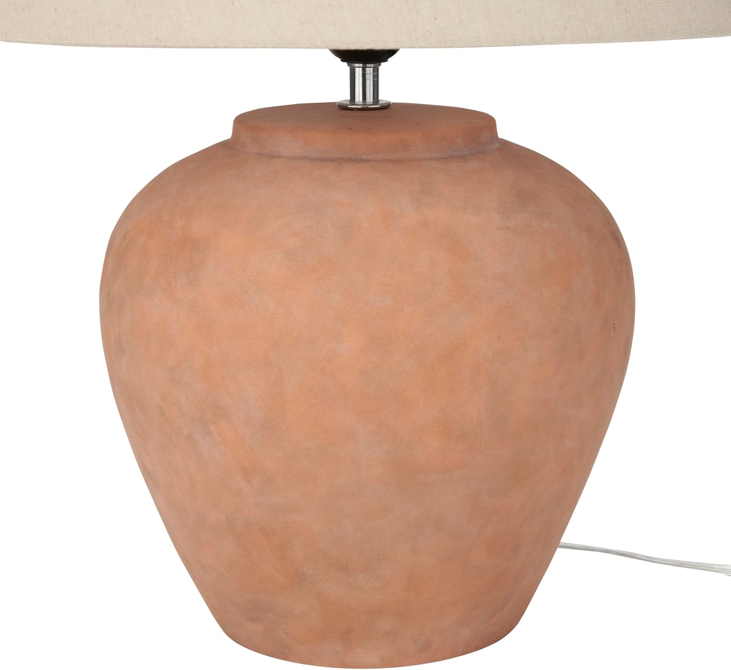 Nourison Home 20" Rustic Terracotta Ceramic Table Lamp with Fabric Shade, Bedside Nightstand Lamp for Bedroom, Living Room, Entryway