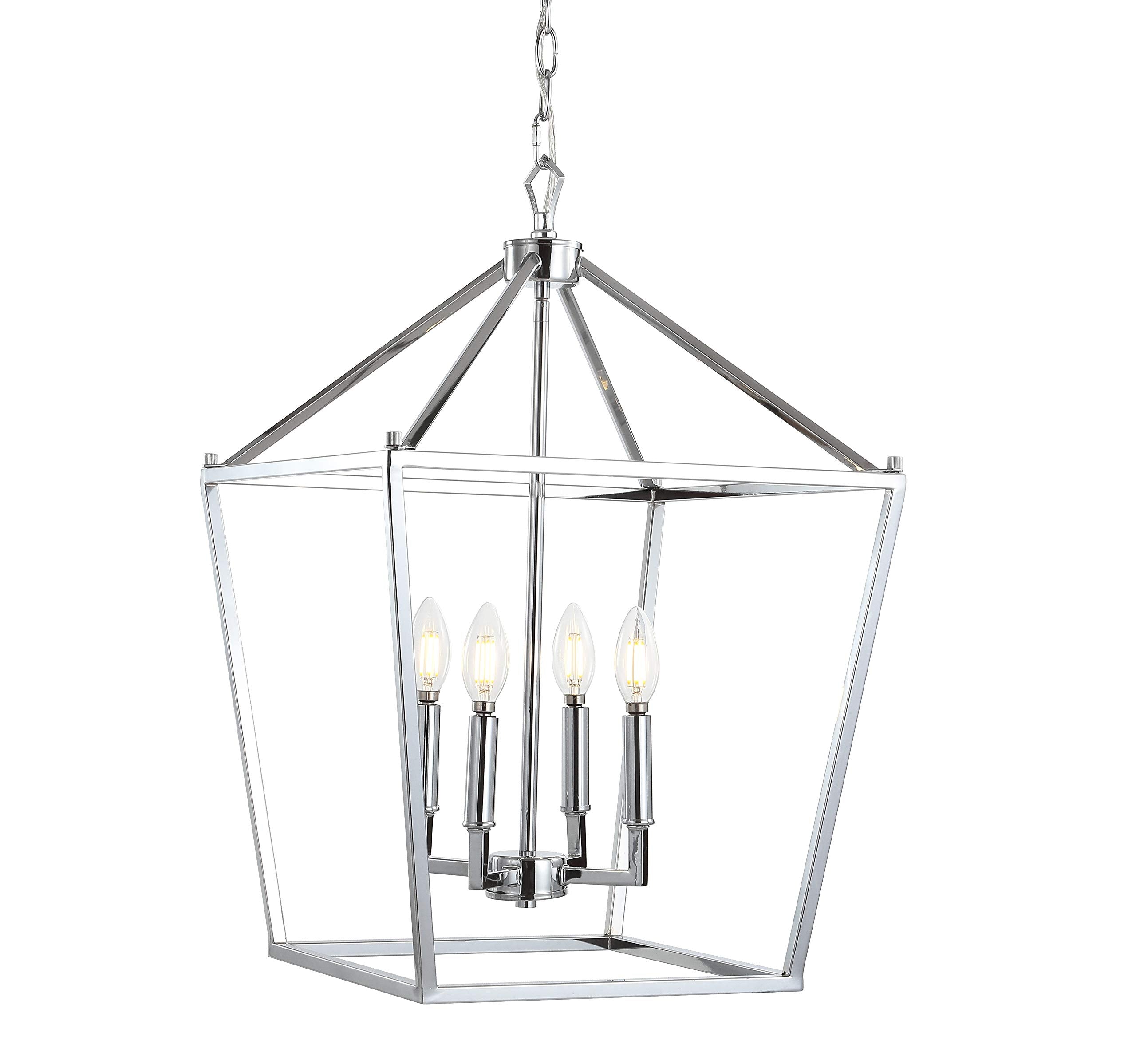 JONATHAN Y 20" Oil Rubbed Bronze Lantern Pendant Light, 8-Light Pagoda Style Metal Cage Farmhouse Hanging Ceiling Fixture for Kitchen Island, LED Bulb Included (JYL7438A)