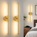 Lightania Hardwired Wall Sconces Set of Two, 24'' Modern Black LED Wall Lights, 360° Rotatable, 2700K-5000K Adjustable, 3CCT Dimmable Wall Sconce Light Fixture for Living Room Bedroom Hallway, ETL