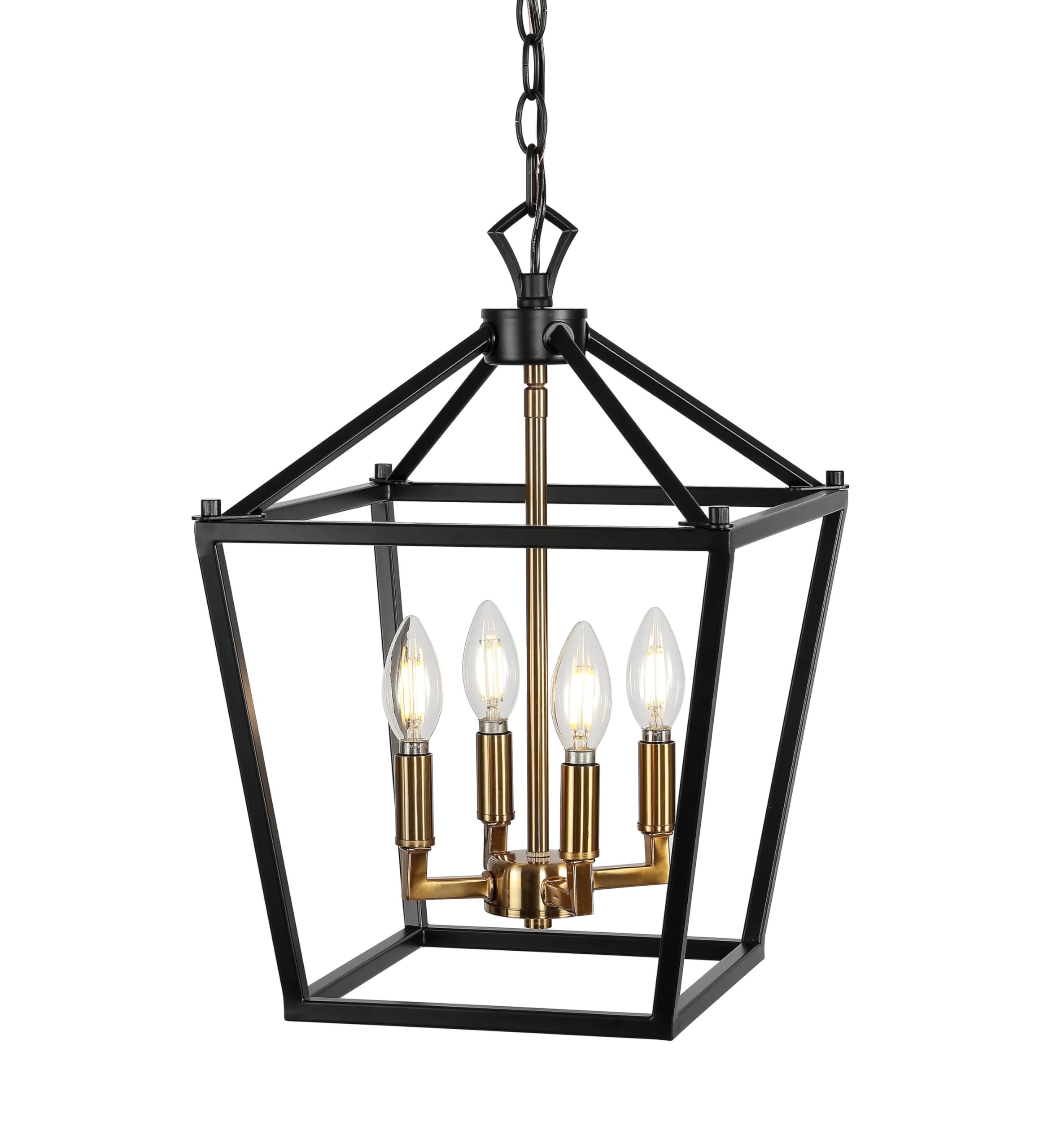 JONATHAN Y 20" Oil Rubbed Bronze Lantern Pendant Light, 8-Light Pagoda Style Metal Cage Farmhouse Hanging Ceiling Fixture for Kitchen Island, LED Bulb Included (JYL7438A)