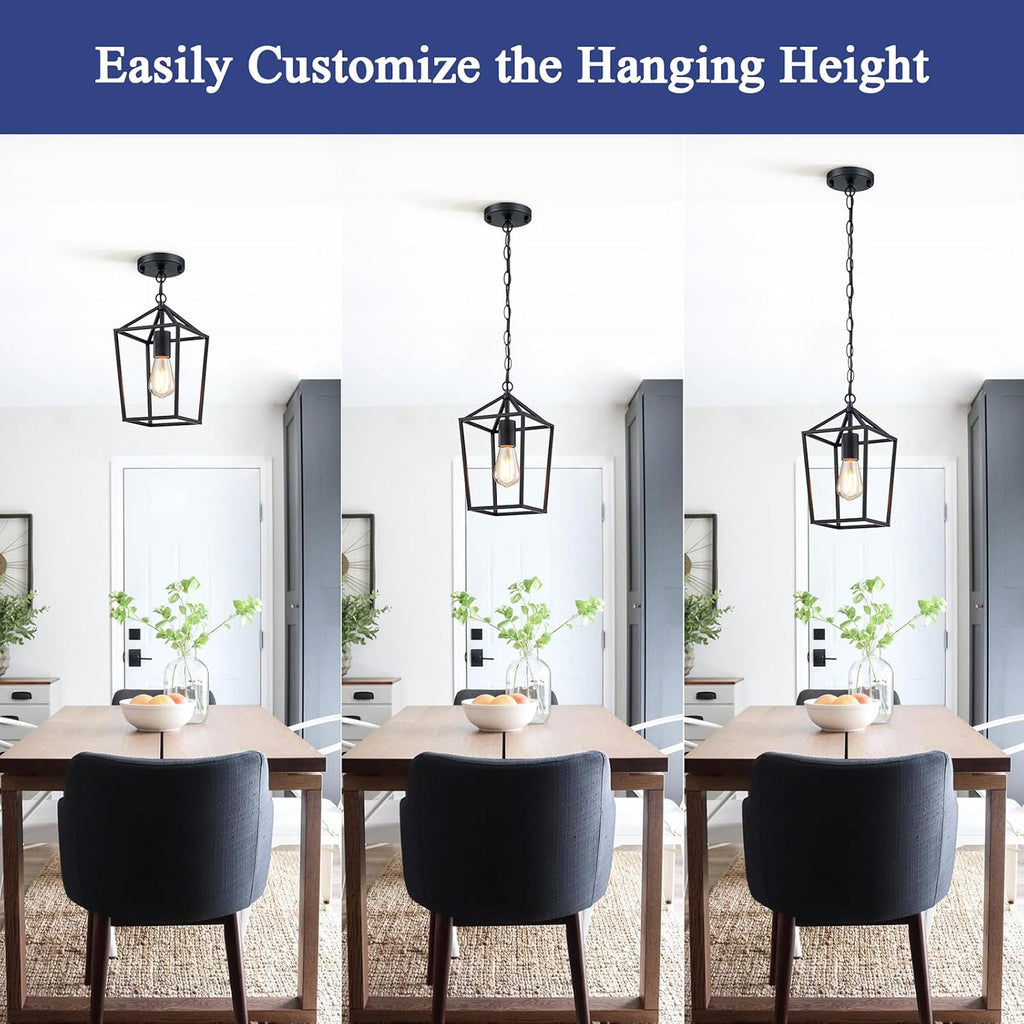 Sheetea 2-Pack Farmhouse Pendant Lights Kitchen Island, Black Pendant Light Fixtures Hanging Lamp for Dining Room, Modern Kitchen Pendant Lighting Over Island, Metal Cage Design
