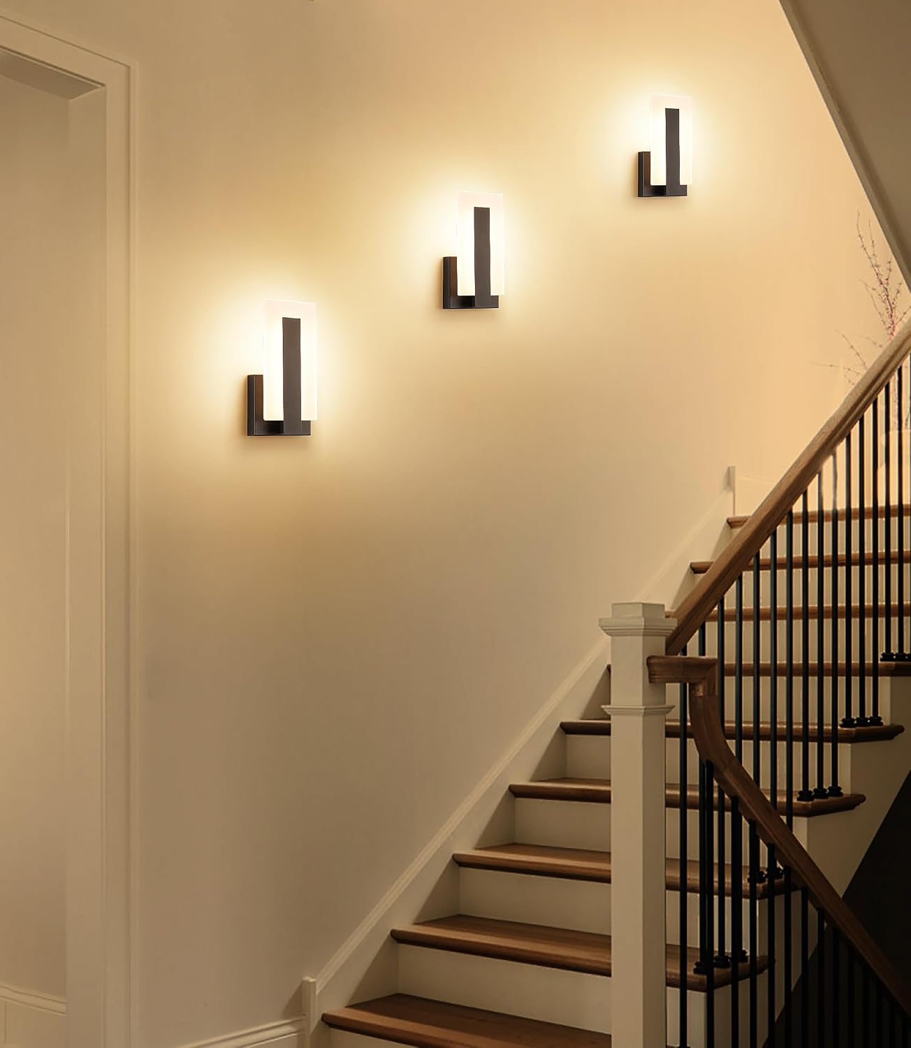 Joosenhouse Modern LED Wall Sconces Up and Down Wall Mount Light Black 3000K Warm White Wall Lights Set of 2, Indoor Wall Lighting for Hallways, Bedrooms, Hallways, Living Room Indoor Wall Lights