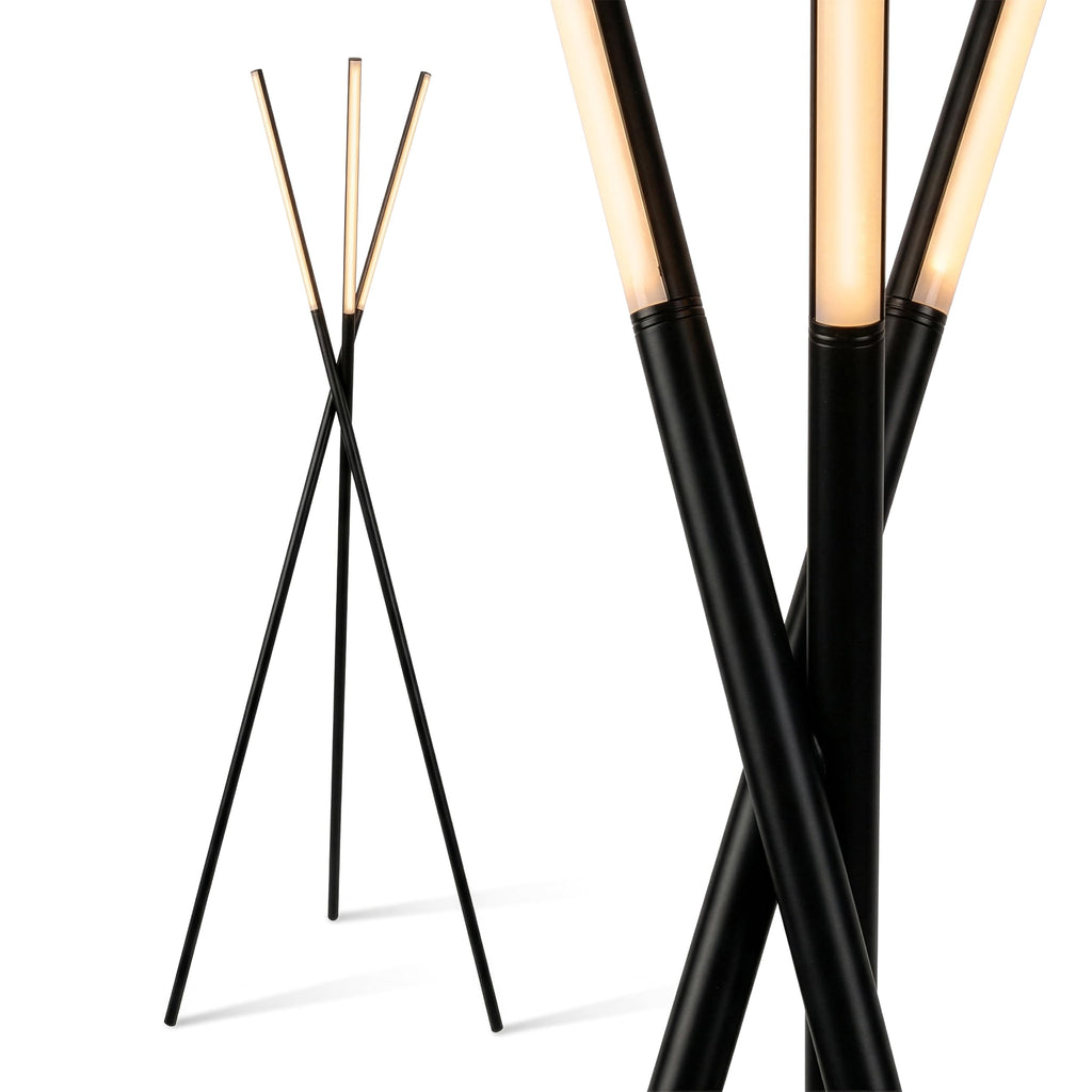 Brightech Stix Dimmable Gold Antique Brass LED Tripod Floor Lamp with 3 Lights, Modern Contemporary Standing Light for Living Room Bedroom Office