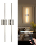 Rayogale Rechargeable Battery Operated Wall Sconce with Remote Control | Black 3000/4500/6000K Dimmable 8000mAh Wireless Wall Sconces Set of Two with Timer for Living Room, Bedroom, 24 Inch