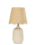 Pia Ricco 19" Modern Ceramic Table Lamp for Living Room Cream Base Desk Lamps for Bedroom Farmhouse Bedside Nightstand Lamp End Table Lamps,Beige,Rattan Shade