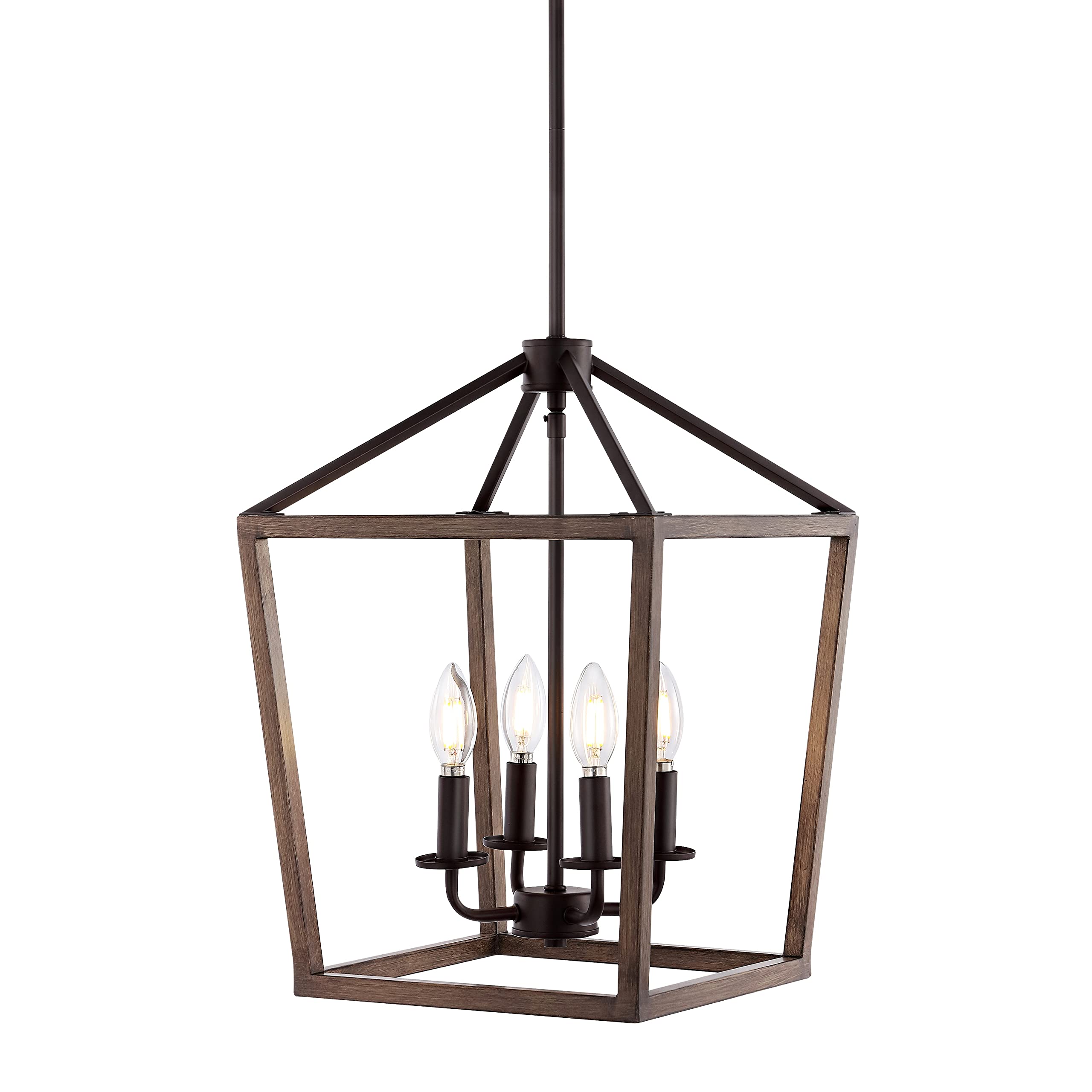 JONATHAN Y 20" Oil Rubbed Bronze Lantern Pendant Light, 8-Light Pagoda Style Metal Cage Farmhouse Hanging Ceiling Fixture for Kitchen Island, LED Bulb Included (JYL7438A)