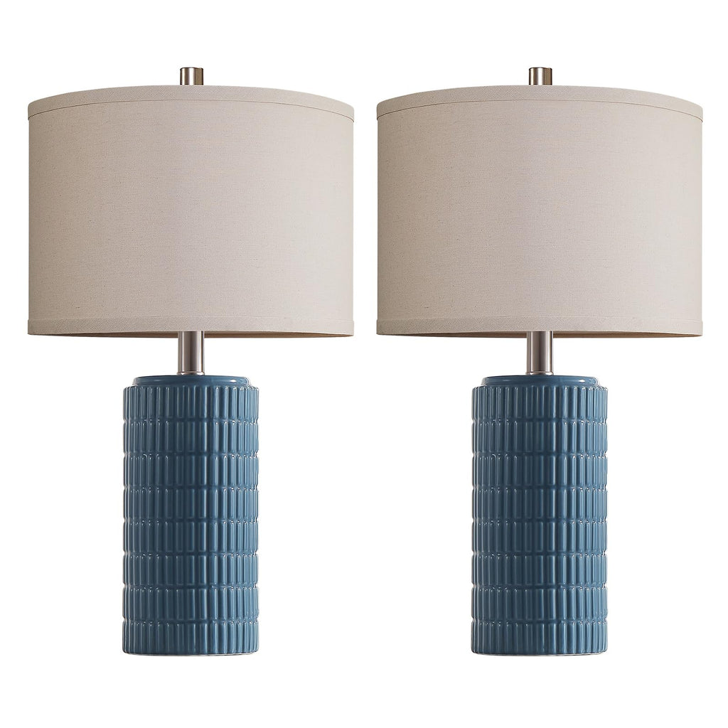 AIEAMPDO 23'' Set of 2 Modern Ceramic Table Lamps for Living Room Bedroom, Nightstand Farmhouse Beige White Desk Lamp for Bedside End Table Entryway, 2 LED Bulbs Included