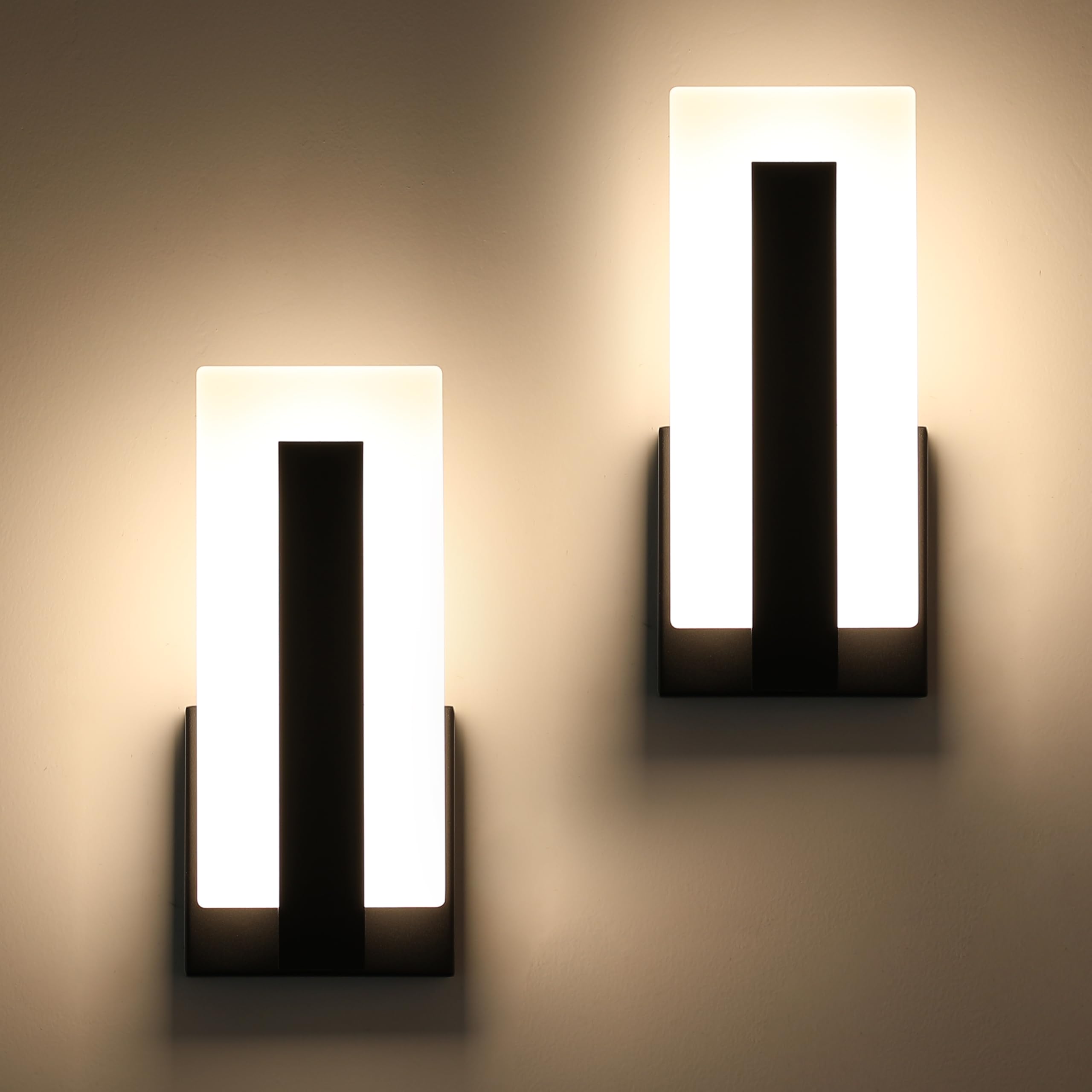 Joosenhouse Modern LED Wall Sconces Up and Down Wall Mount Light Black 3000K Warm White Wall Lights Set of 2, Indoor Wall Lighting for Hallways, Bedrooms, Hallways, Living Room Indoor Wall Lights