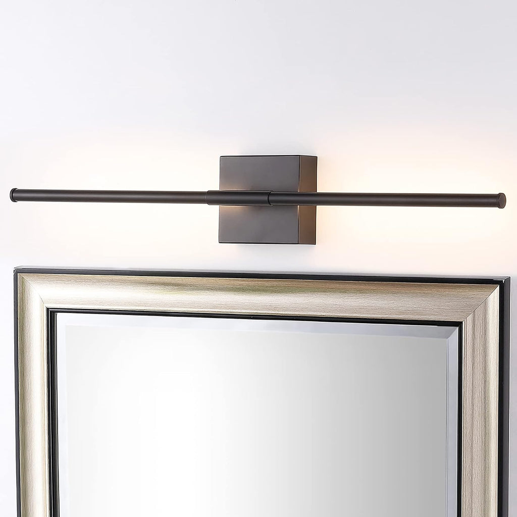 JONATHAN Y 28" Black Modern Dimmable Integrated LED Wall Sconce, Metal Vanity Light for Bathroom Mirror Bedroom Hallway, Sleek Hardwired Wall Lamp Fixture, 3000K (JYL7022C)